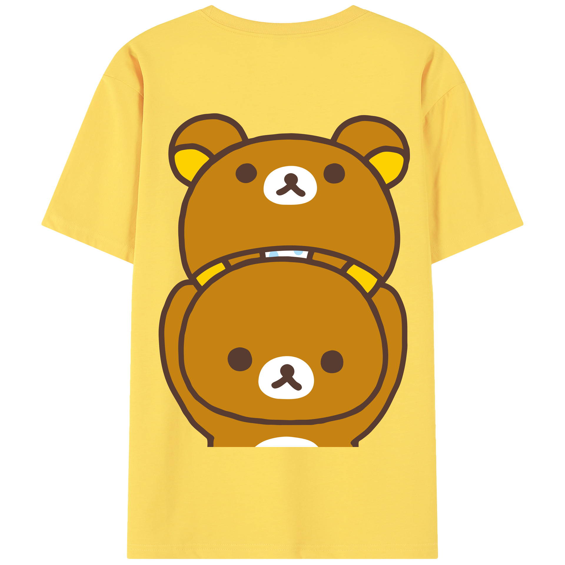 （画像用） リラックマ リラックマ キイロイトリ Rilakkuma Korilakkuma Kiiroitori 綿100％半袖Tシャツ（背面プリント）