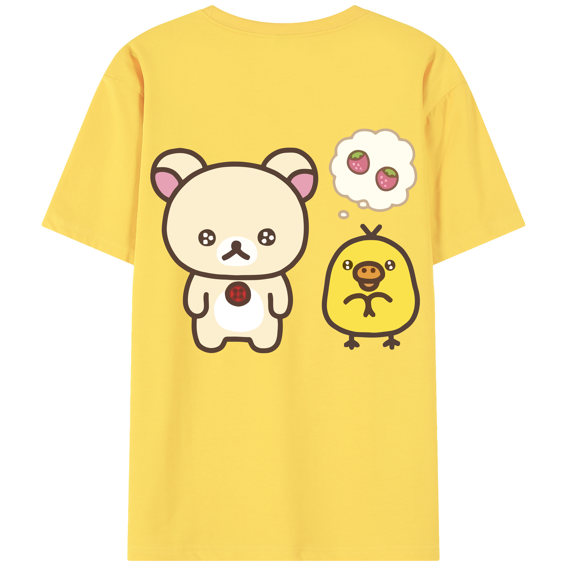 （画像用） リラックマ リラックマ キイロイトリ Rilakkuma Korilakkuma Kiiroitori 綿100％半袖Tシャツ（背面プリント）