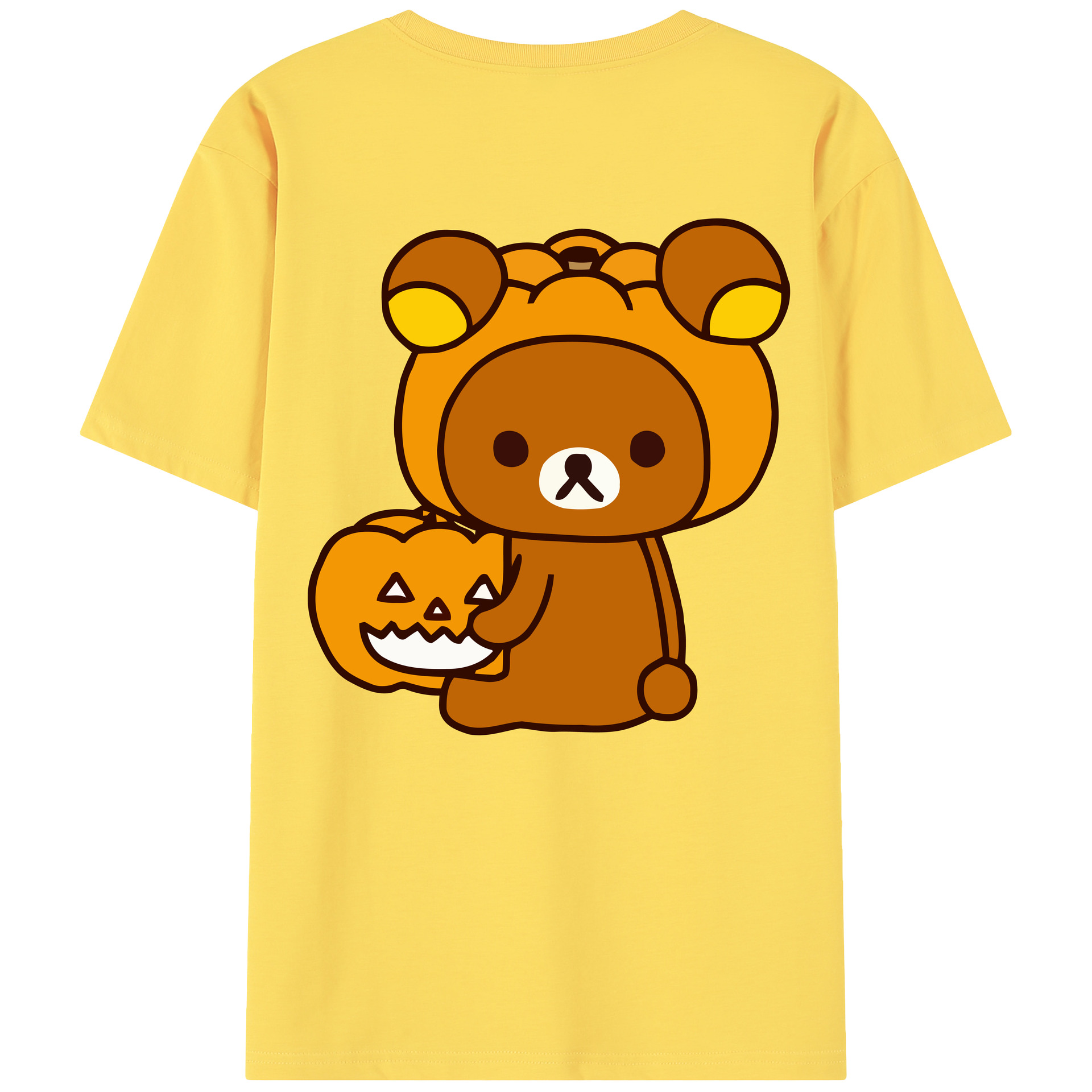 （画像用） リラックマ リラックマ キイロイトリ Rilakkuma Korilakkuma Kiiroitori 綿100％半袖Tシャツ（背面プリント）