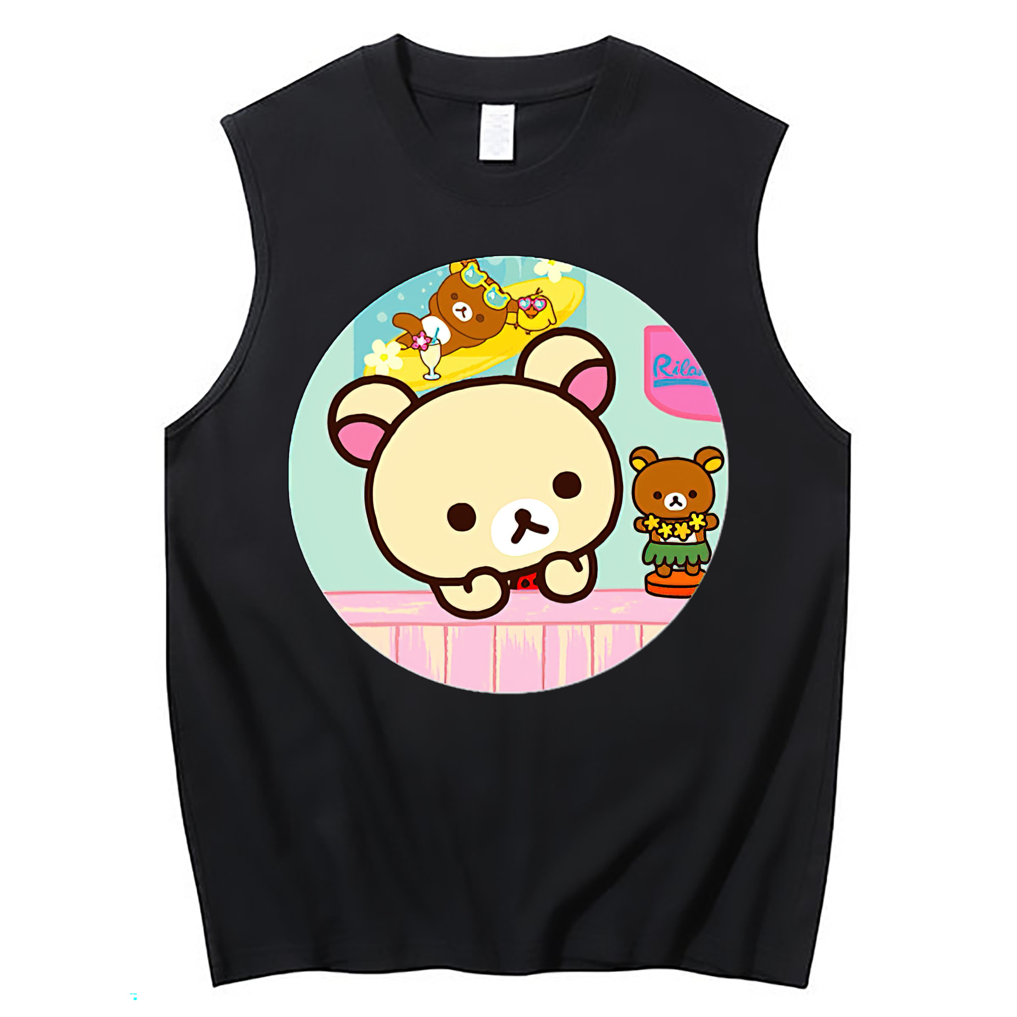 （画像用） リラックマ リラックマ キイロイトリ Rilakkuma Korilakkuma Kiiroitori コットン100％タンクトップ（フロントプリント）