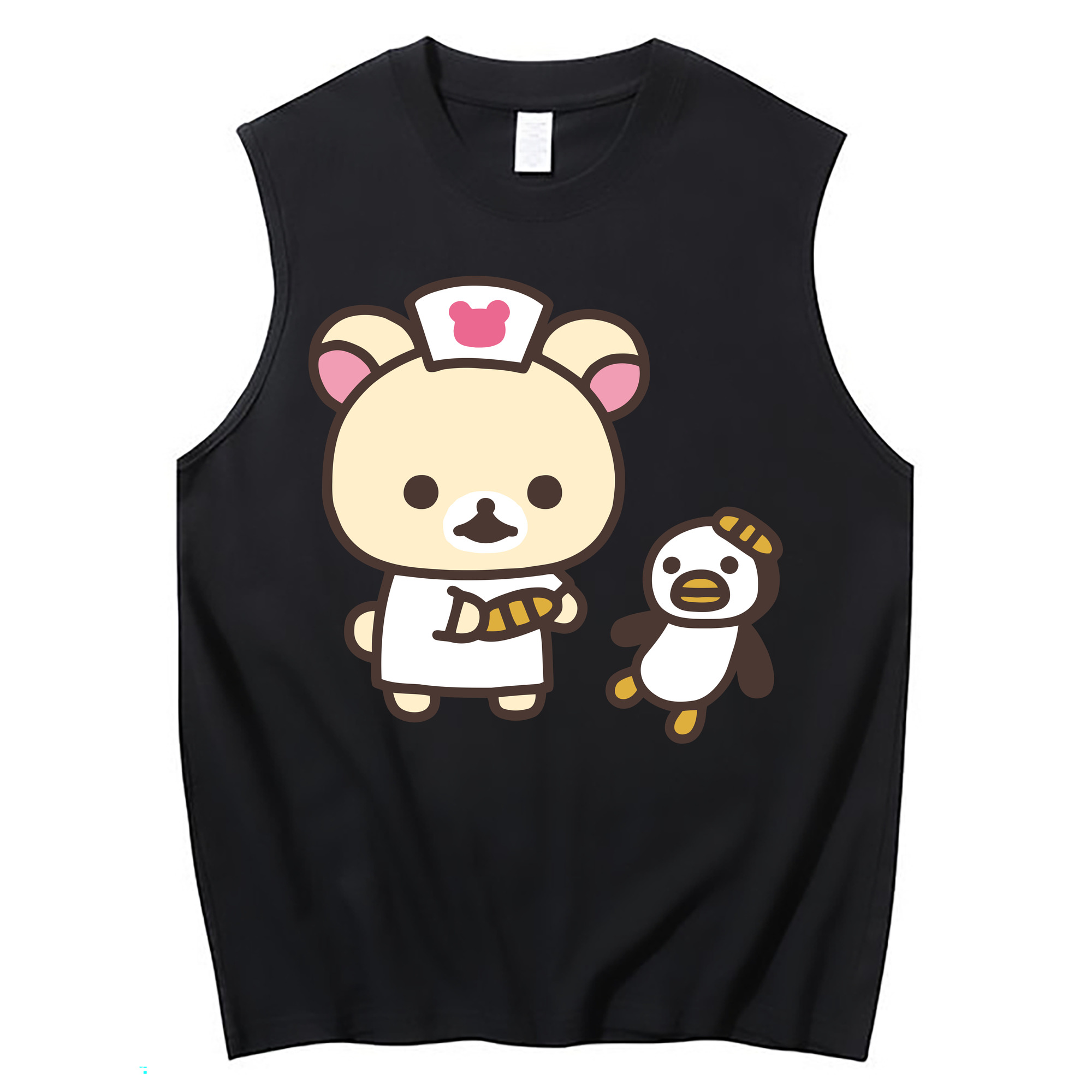（画像用） リラックマ リラックマ キイロイトリ Rilakkuma Korilakkuma Kiiroitori コットン100％タンクトップ（フロントプリント）