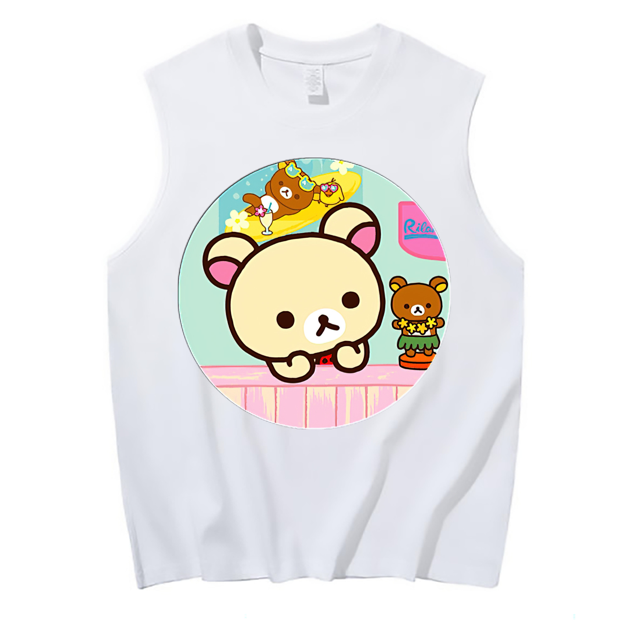 （画像用） リラックマ リラックマ キイロイトリ Rilakkuma Korilakkuma Kiiroitori コットン100％タンクトップ（フロントプリント）