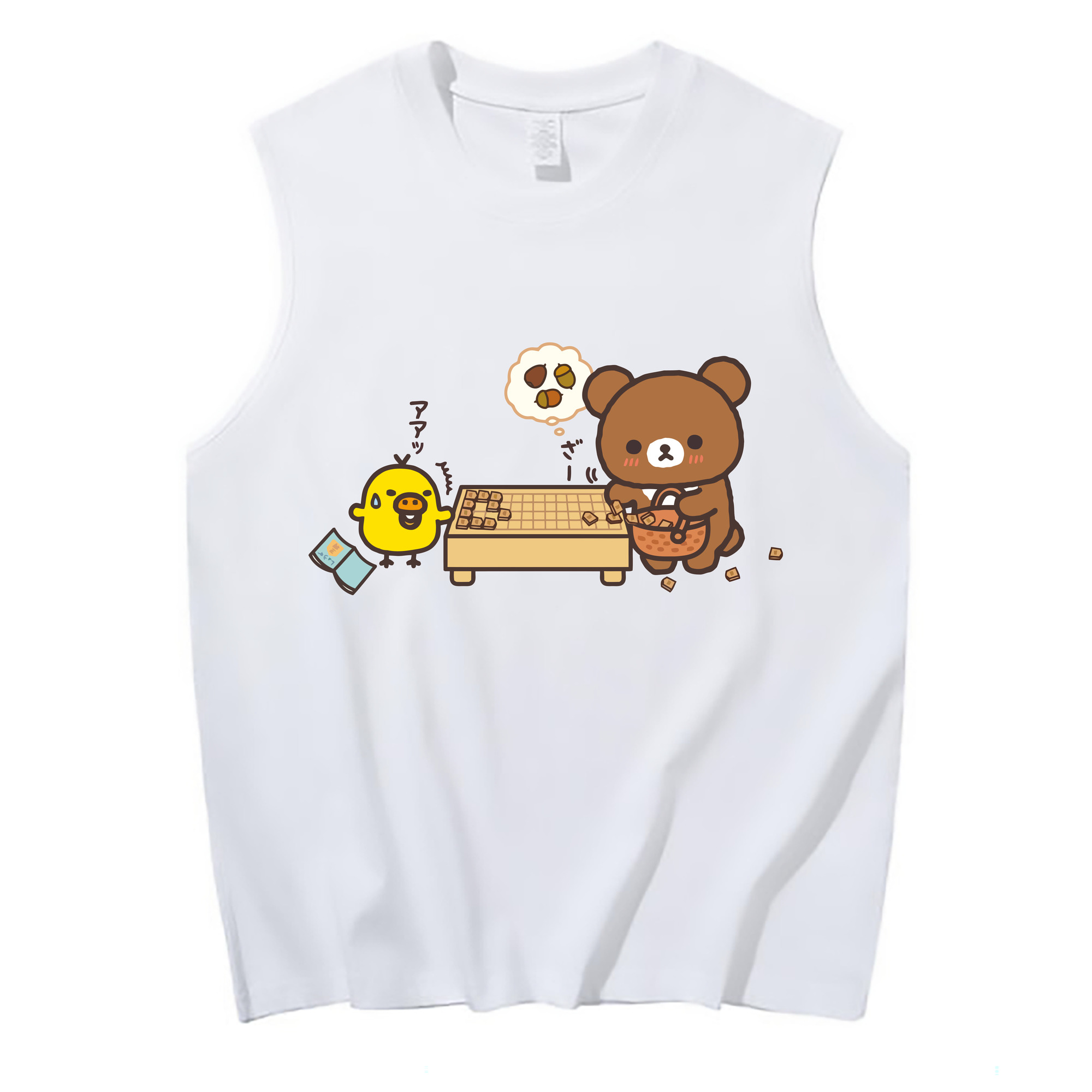 （画像用） リラックマ リラックマ キイロイトリ Rilakkuma Korilakkuma Kiiroitori コットン100％タンクトップ（フロントプリント）