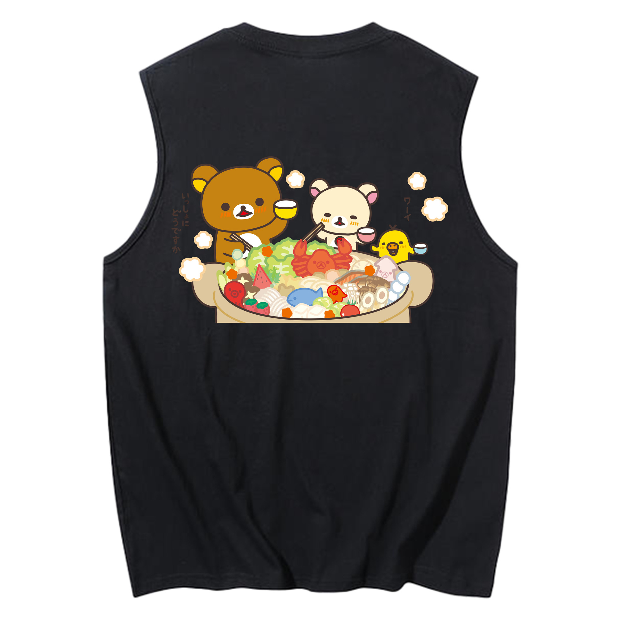 （画像用） リラックマ リラックマ キイロイトリ Rilakkuma Korilakkuma Kiiroitori コットン100％タンクトップ（背面プリント）
