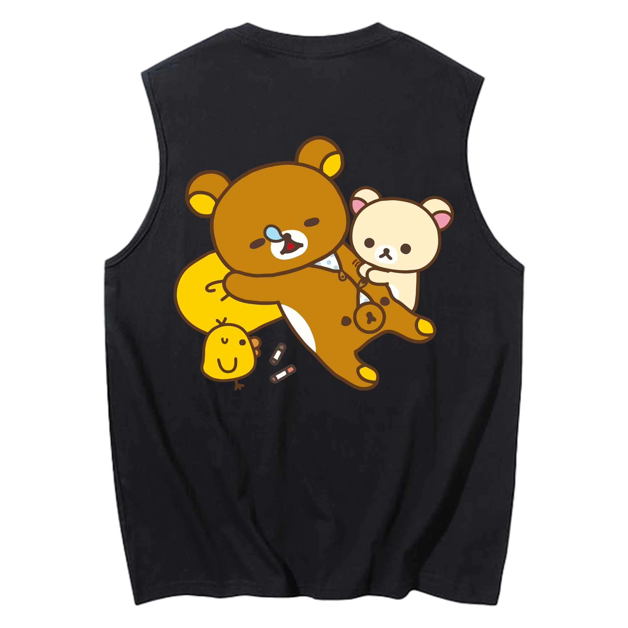 （画像用） リラックマ リラックマ キイロイトリ Rilakkuma Korilakkuma Kiiroitori コットン100％タンクトップ（背面プリント）