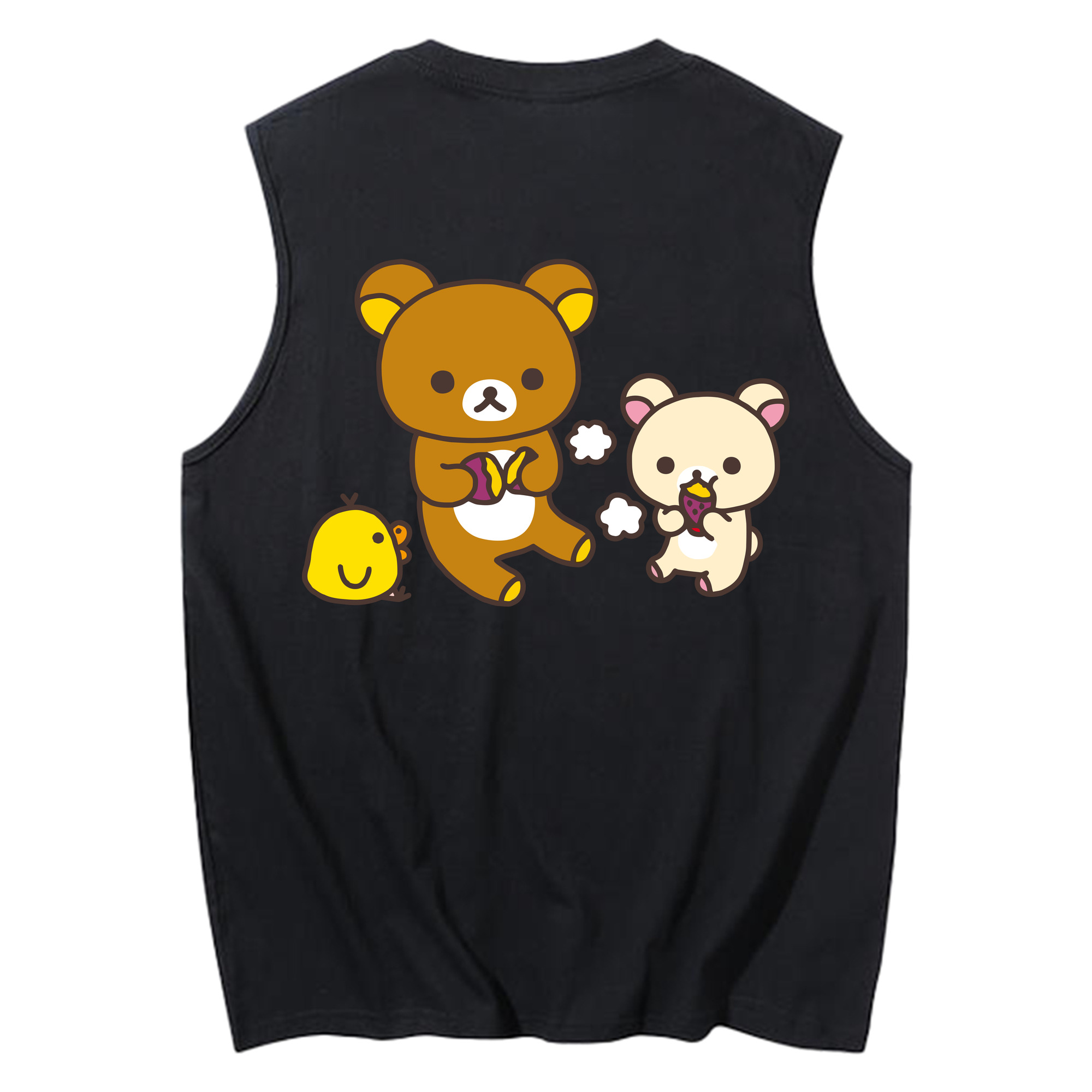 （画像用） リラックマ リラックマ キイロイトリ Rilakkuma Korilakkuma Kiiroitori コットン100％タンクトップ（背面プリント）