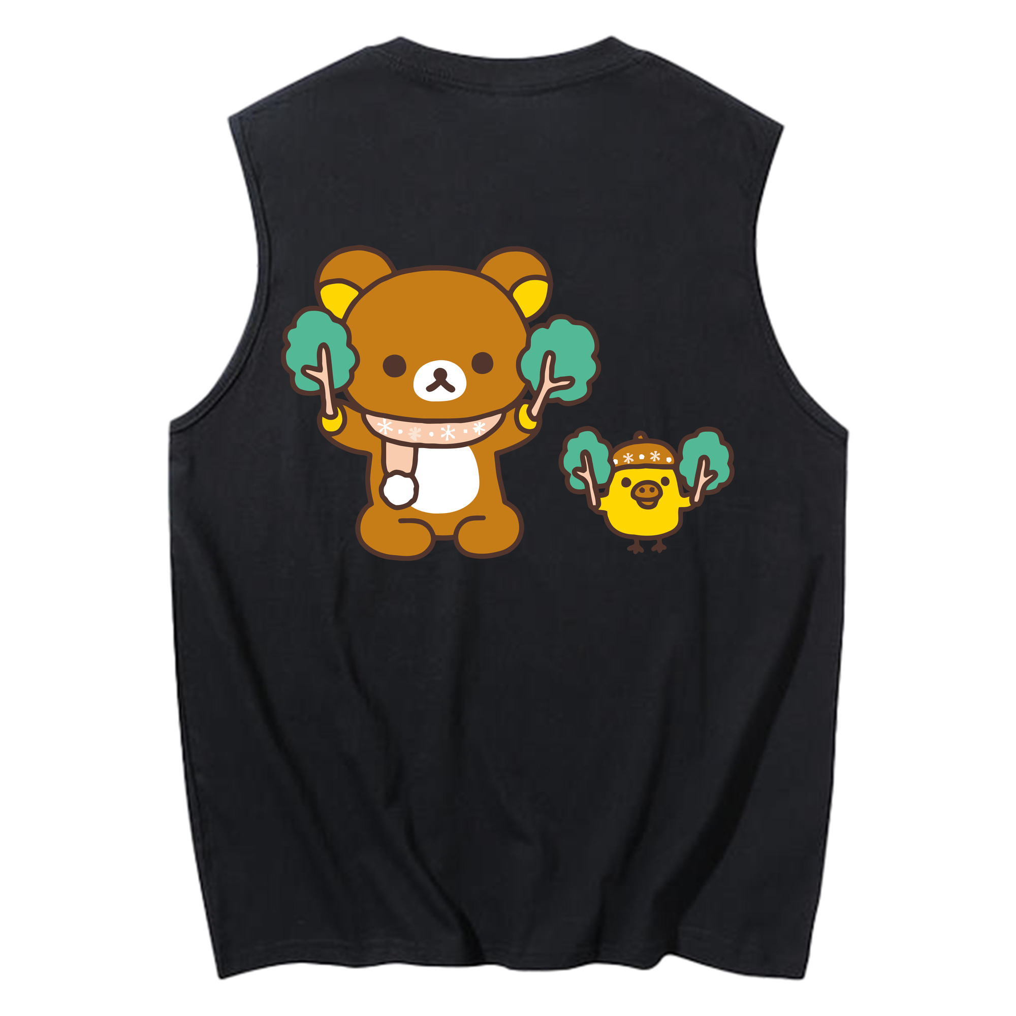 （画像用） リラックマ リラックマ キイロイトリ Rilakkuma Korilakkuma Kiiroitori コットン100％タンクトップ（背面プリント）