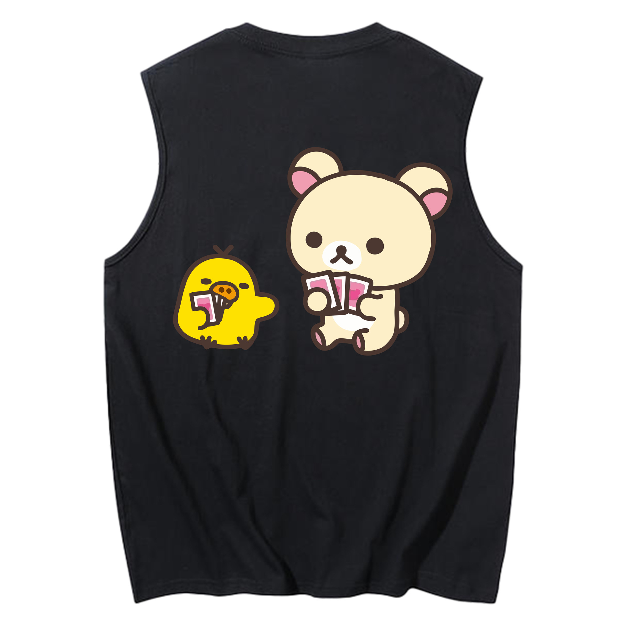 （画像用） リラックマ リラックマ キイロイトリ Rilakkuma Korilakkuma Kiiroitori コットン100％タンクトップ（背面プリント）