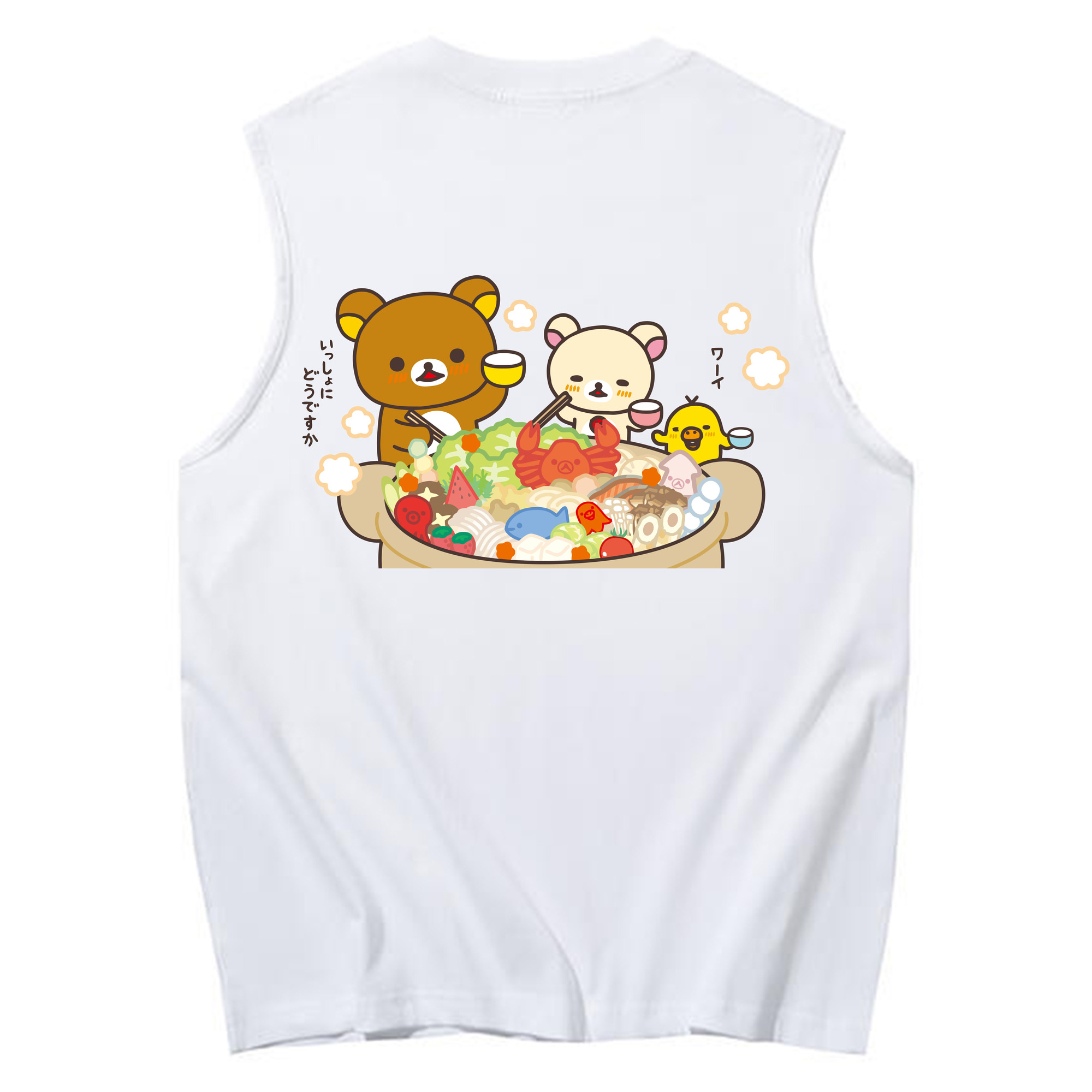 （画像用） リラックマ リラックマ キイロイトリ Rilakkuma Korilakkuma Kiiroitori コットン100％タンクトップ（背面プリント）