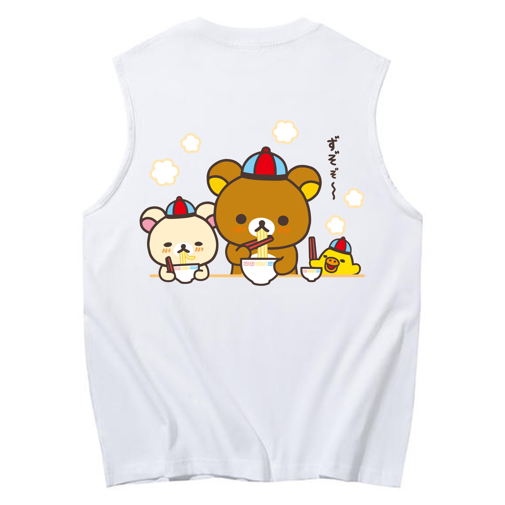 （画像用） リラックマ リラックマ キイロイトリ Rilakkuma Korilakkuma Kiiroitori コットン100％タンクトップ（背面プリント）