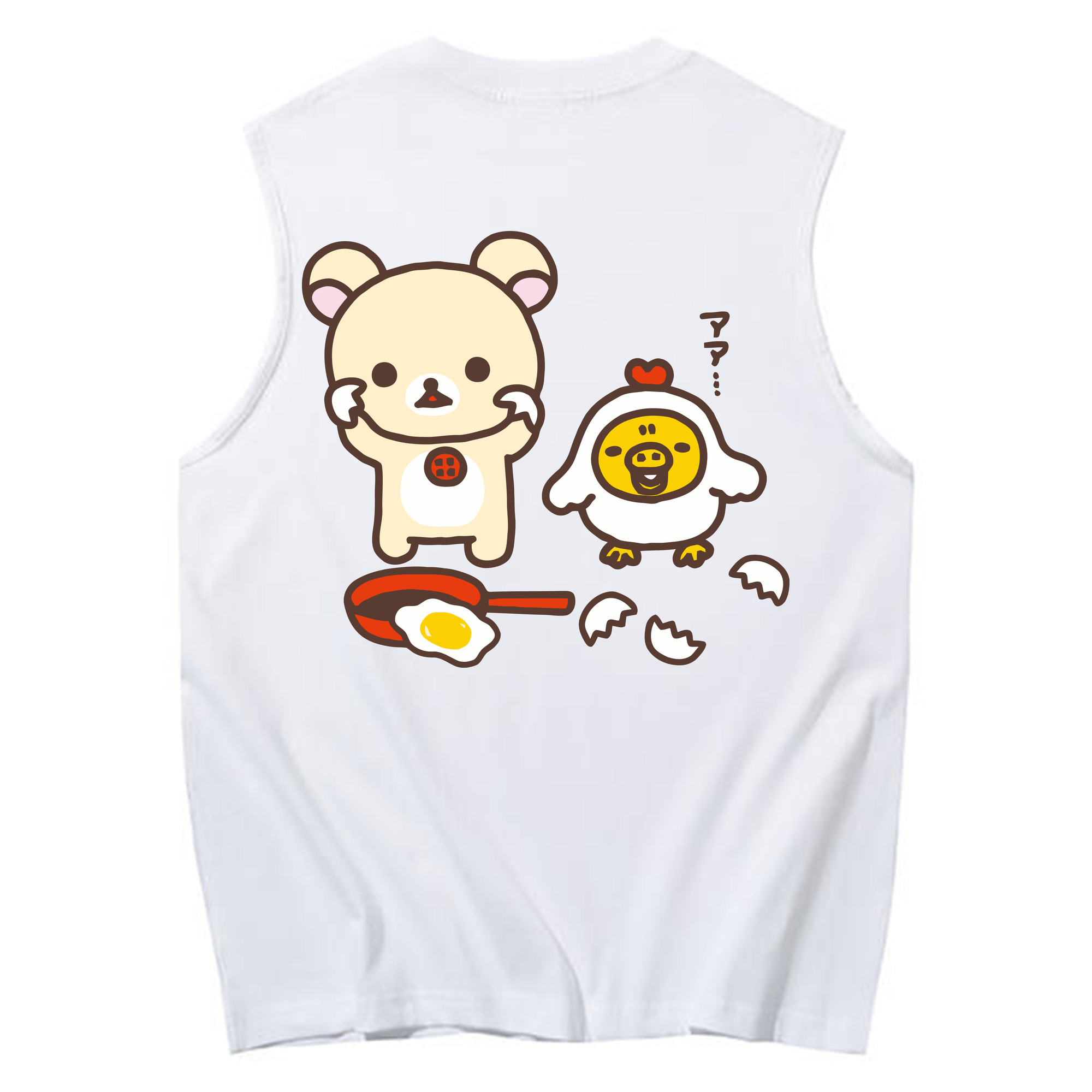 （画像用） リラックマ リラックマ キイロイトリ Rilakkuma Korilakkuma Kiiroitori コットン100％タンクトップ（背面プリント）