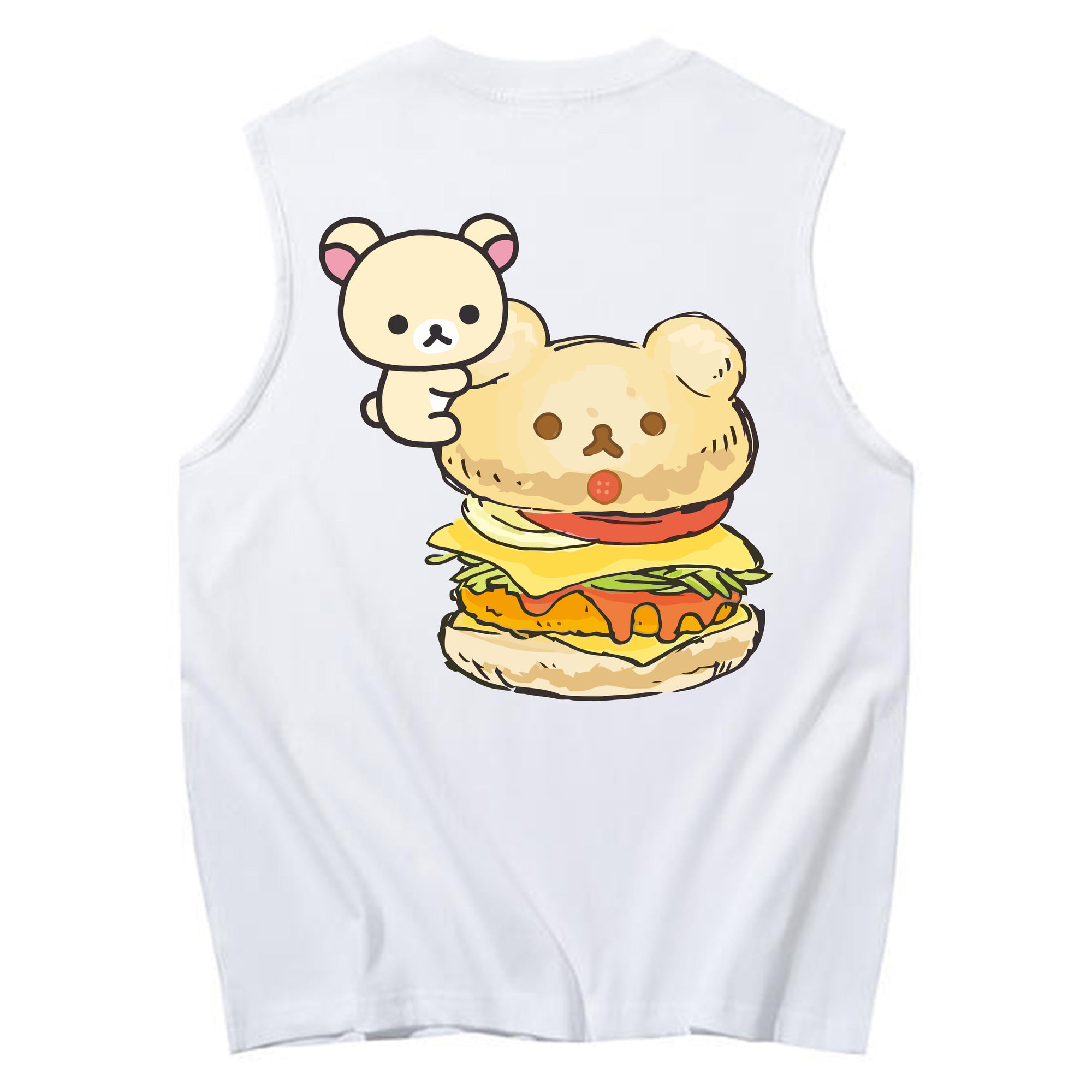 （画像用） リラックマ リラックマ キイロイトリ Rilakkuma Korilakkuma Kiiroitori コットン100％タンクトップ（背面プリント）