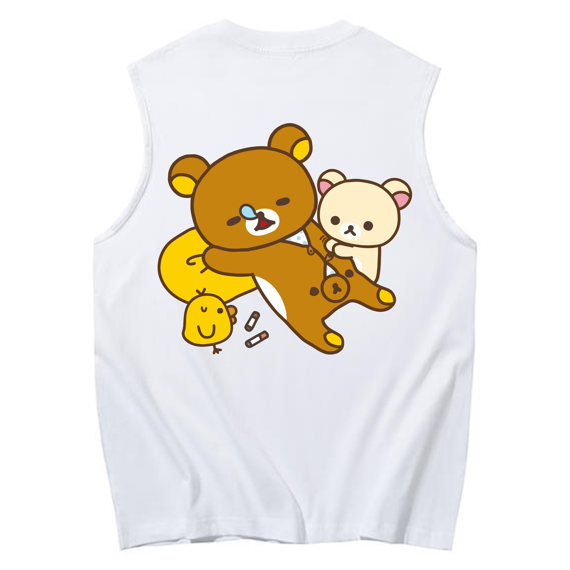 （画像用） リラックマ リラックマ キイロイトリ Rilakkuma Korilakkuma Kiiroitori コットン100％タンクトップ（背面プリント）