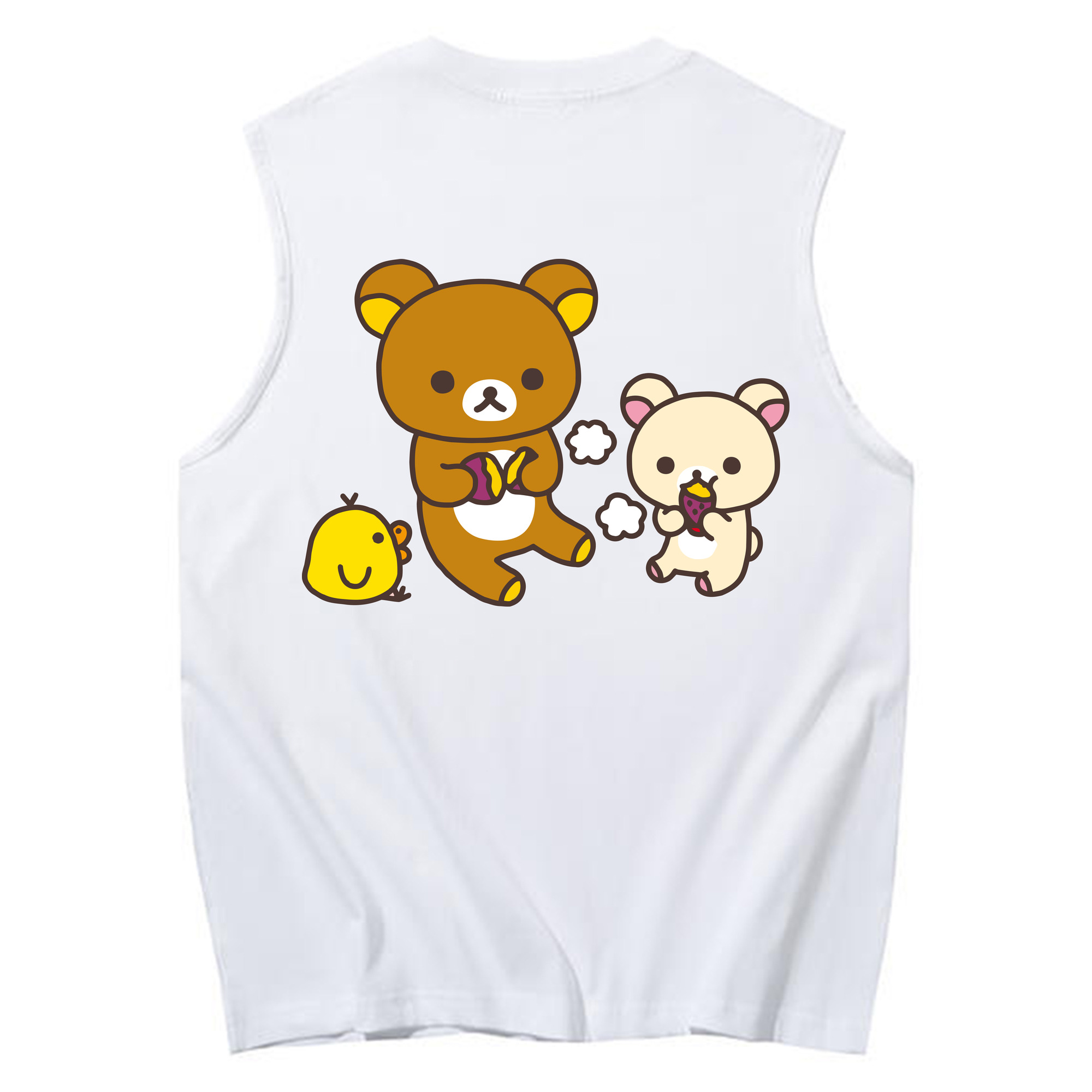 （画像用） リラックマ リラックマ キイロイトリ Rilakkuma Korilakkuma Kiiroitori コットン100％タンクトップ（背面プリント）