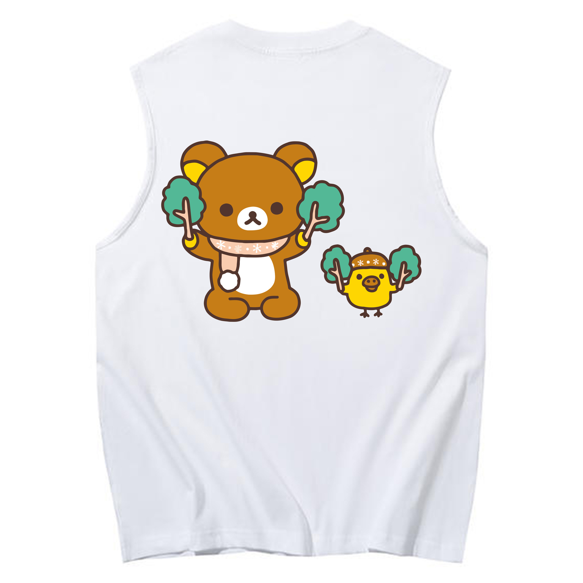 （画像用） リラックマ リラックマ キイロイトリ Rilakkuma Korilakkuma Kiiroitori コットン100％タンクトップ（背面プリント）