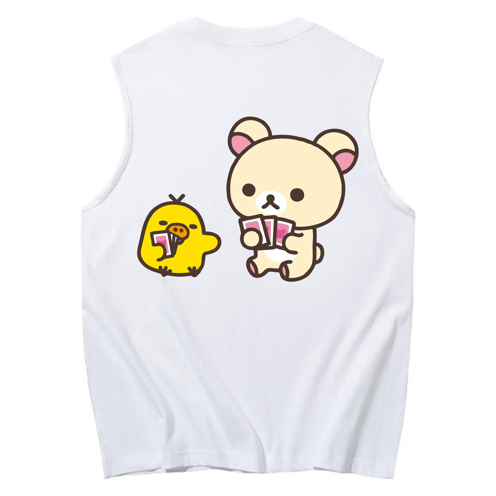（画像用） リラックマ リラックマ キイロイトリ Rilakkuma Korilakkuma Kiiroitori コットン100％タンクトップ（背面プリント）