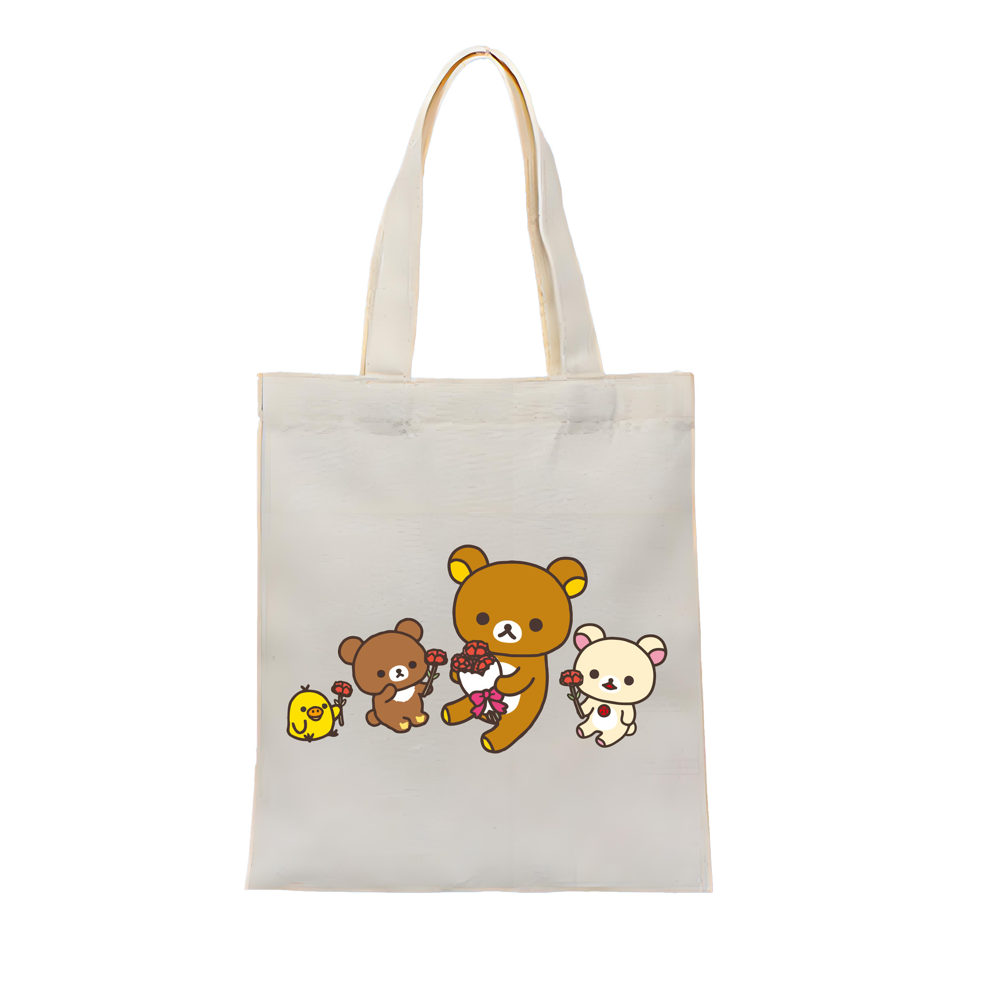 （画像用） リラックマ リラックマ キイロイトリ Rilakkuma Korilakkuma Kiiroitori 縦型キャンバス生地手提げバッグ　トートバッグ