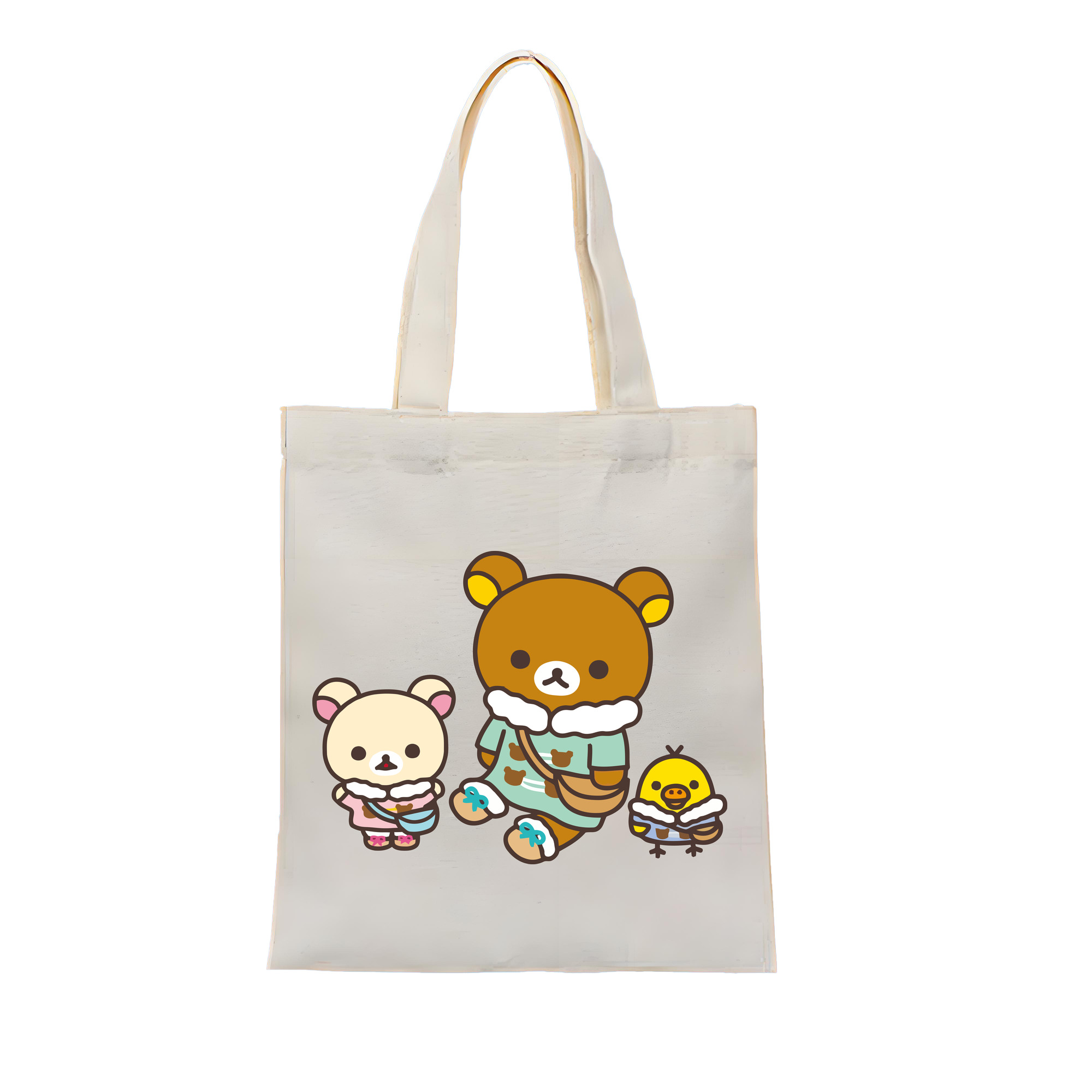 （画像用） リラックマ リラックマ キイロイトリ Rilakkuma Korilakkuma Kiiroitori 縦型キャンバス生地手提げバッグ　トートバッグ