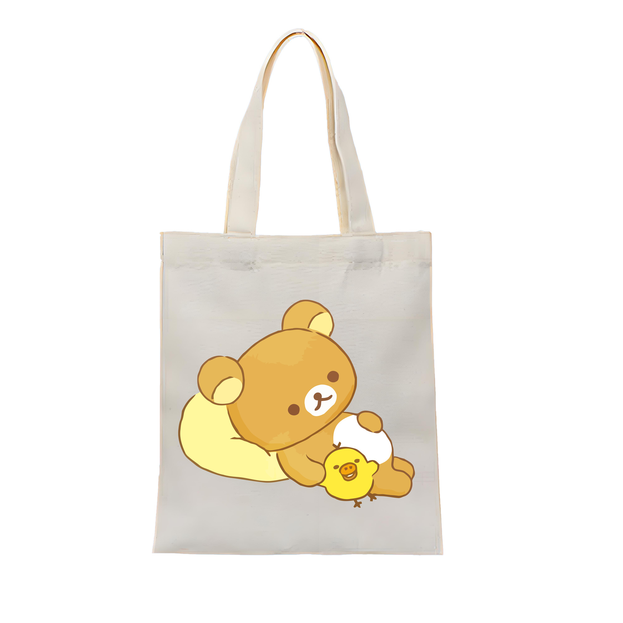 （画像用） リラックマ リラックマ キイロイトリ Rilakkuma Korilakkuma Kiiroitori 縦型キャンバス生地手提げバッグ　トートバッグ