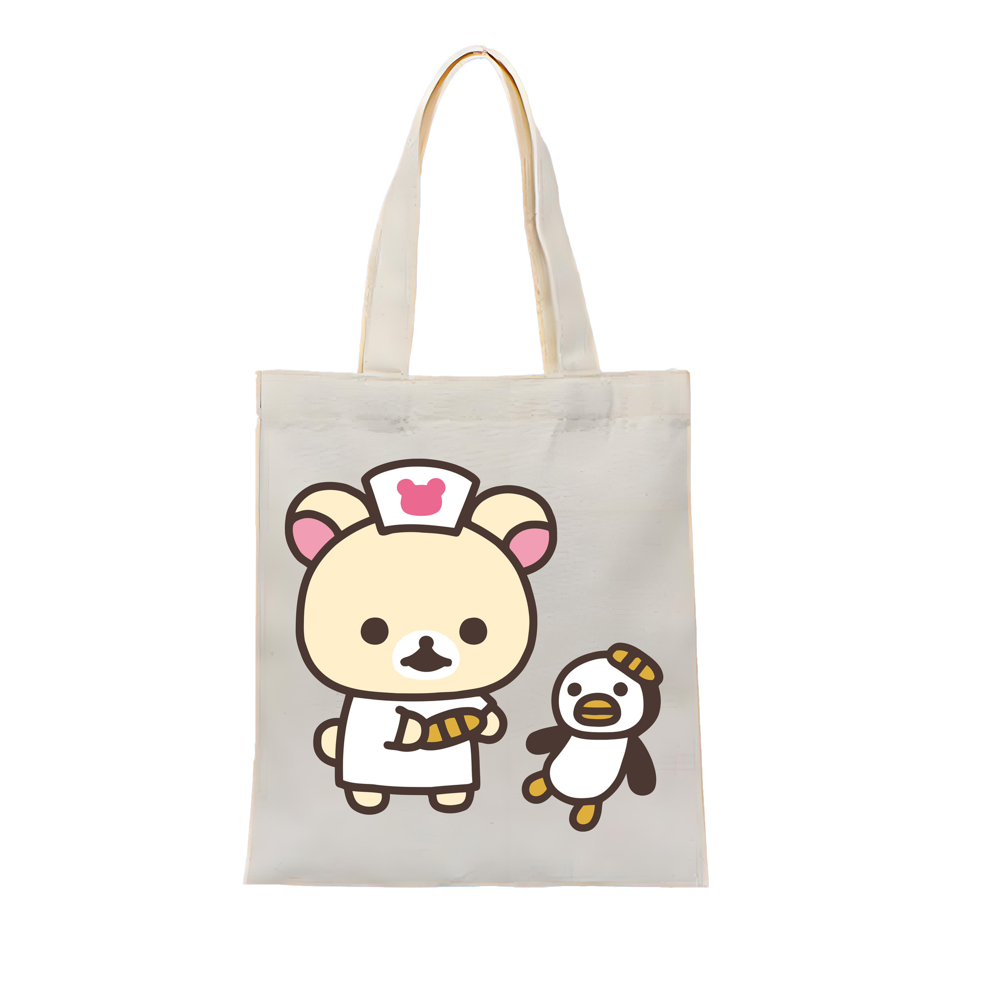 （画像用） リラックマ リラックマ キイロイトリ Rilakkuma Korilakkuma Kiiroitori 縦型キャンバス生地手提げバッグ　トートバッグ
