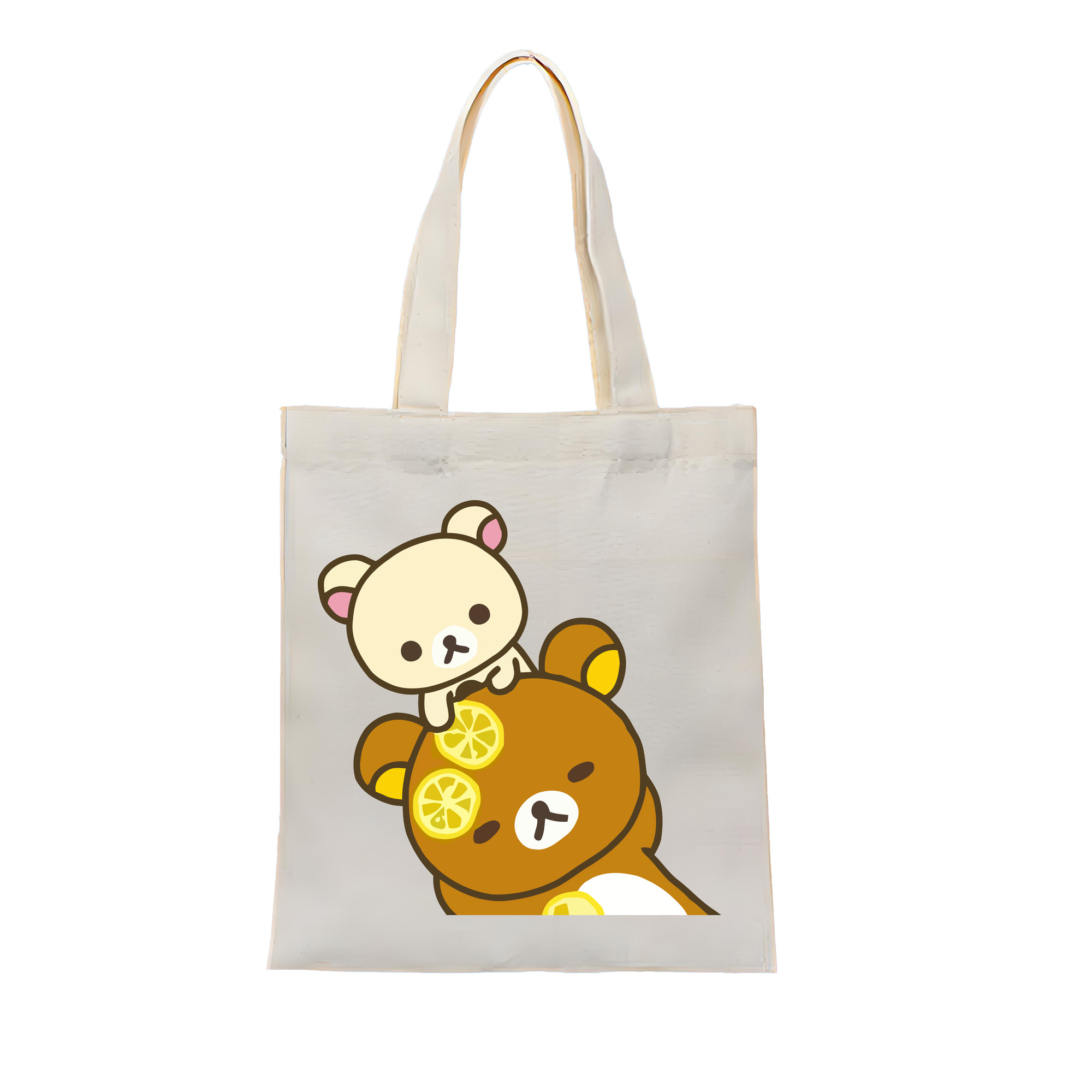 （画像用） リラックマ リラックマ キイロイトリ Rilakkuma Korilakkuma Kiiroitori 縦型キャンバス生地手提げバッグ　トートバッグ
