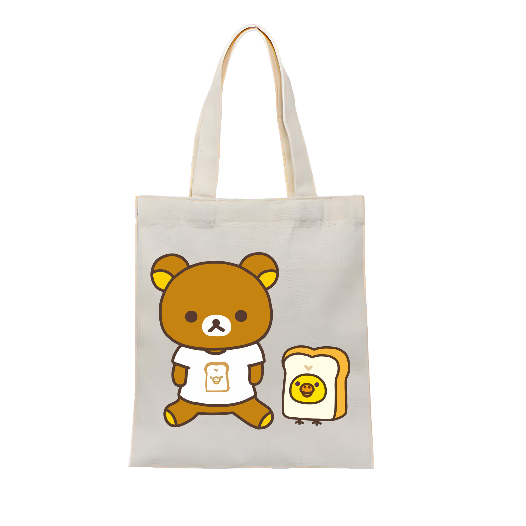 （画像用） リラックマ リラックマ キイロイトリ Rilakkuma Korilakkuma Kiiroitori 縦型キャンバス生地手提げバッグ　トートバッグ