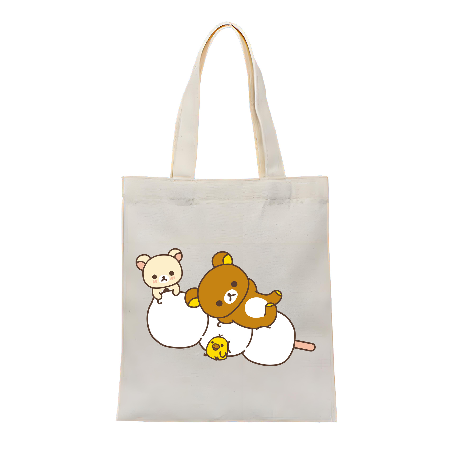 （画像用） リラックマ リラックマ キイロイトリ Rilakkuma Korilakkuma Kiiroitori 縦型キャンバス生地手提げバッグ　トートバッグ