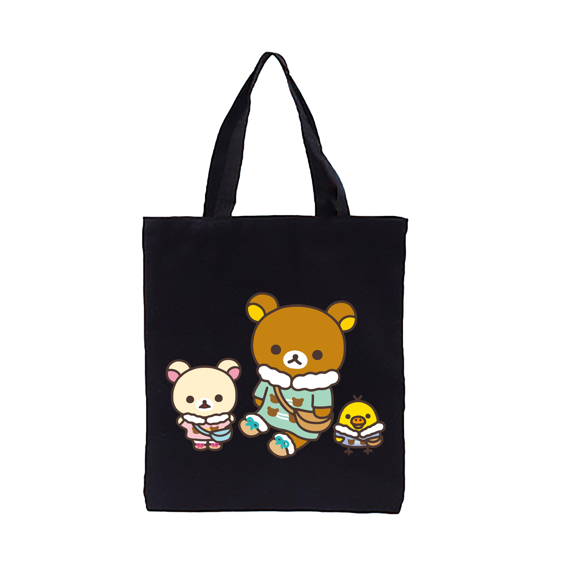 （画像用） リラックマ リラックマ キイロイトリ Rilakkuma Korilakkuma Kiiroitori 縦型キャンバス生地手提げバッグ　トートバッグ