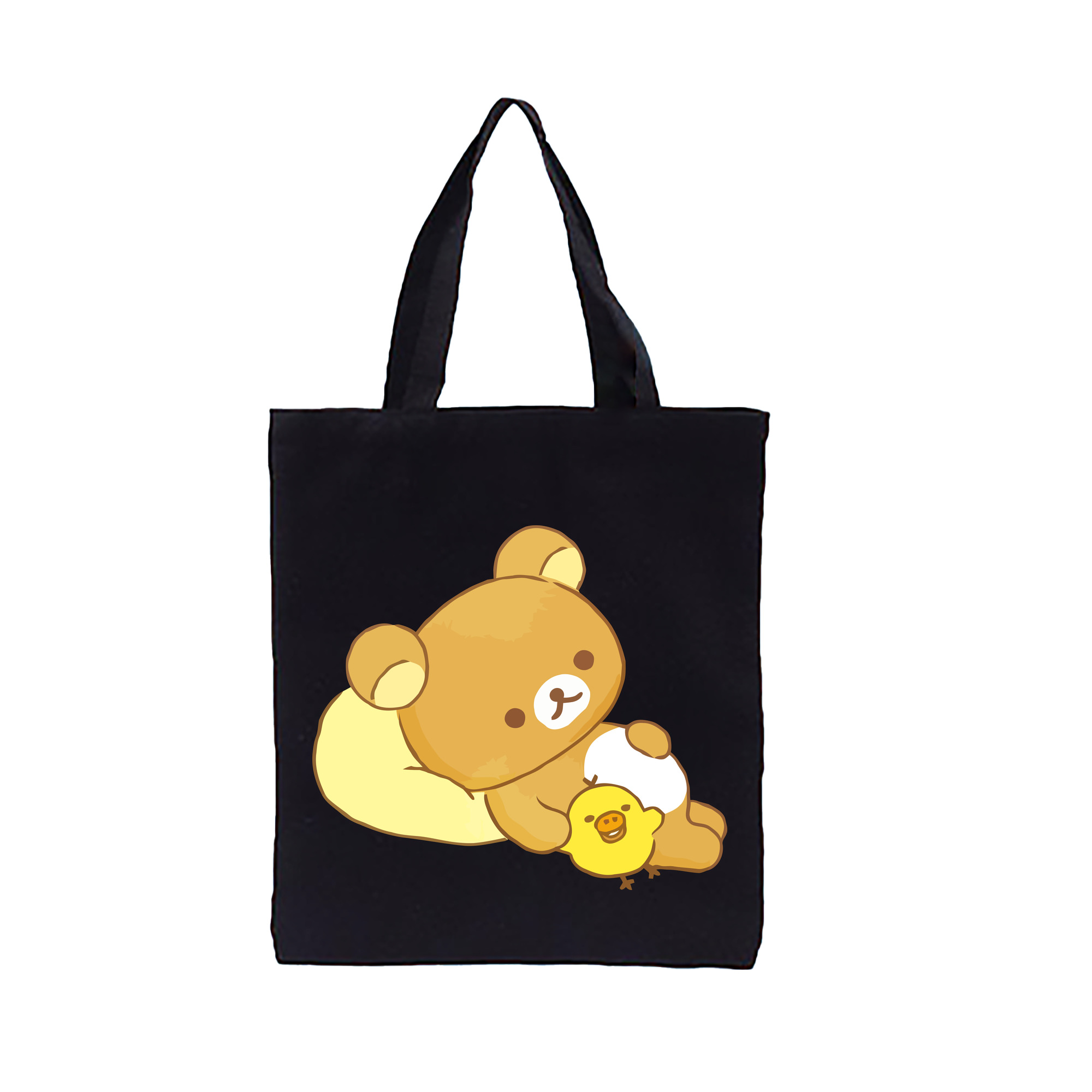 （画像用） リラックマ リラックマ キイロイトリ Rilakkuma Korilakkuma Kiiroitori 縦型キャンバス生地手提げバッグ　トートバッグ