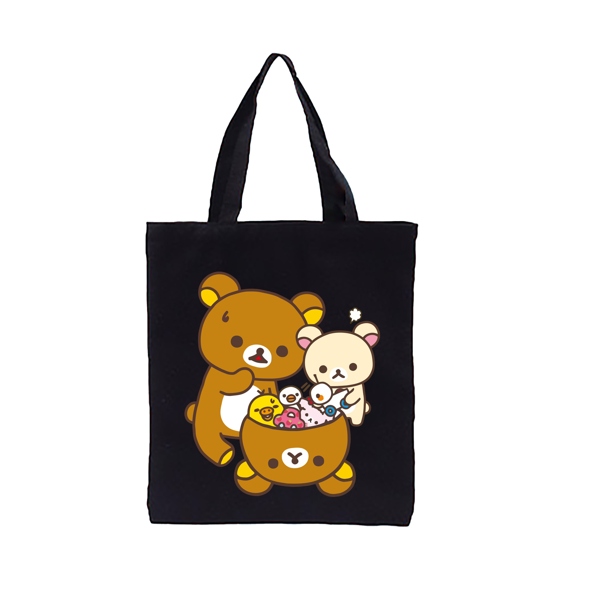 （画像用） リラックマ リラックマ キイロイトリ Rilakkuma Korilakkuma Kiiroitori 縦型キャンバス生地手提げバッグ　トートバッグ