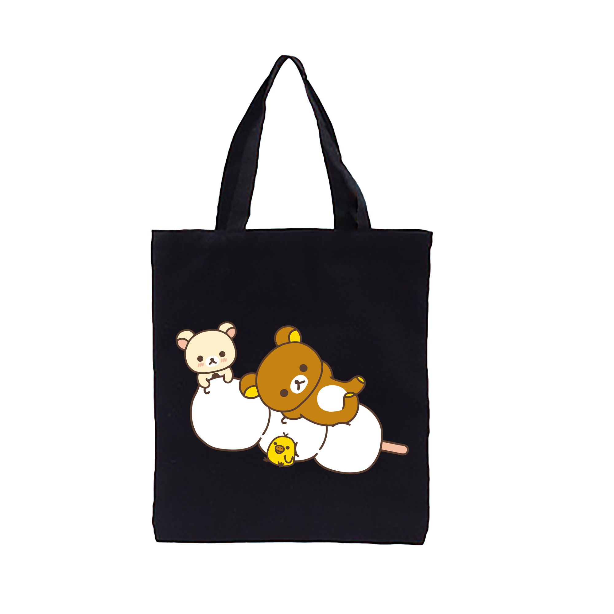 （画像用） リラックマ リラックマ キイロイトリ Rilakkuma Korilakkuma Kiiroitori 縦型キャンバス生地手提げバッグ　トートバッグ