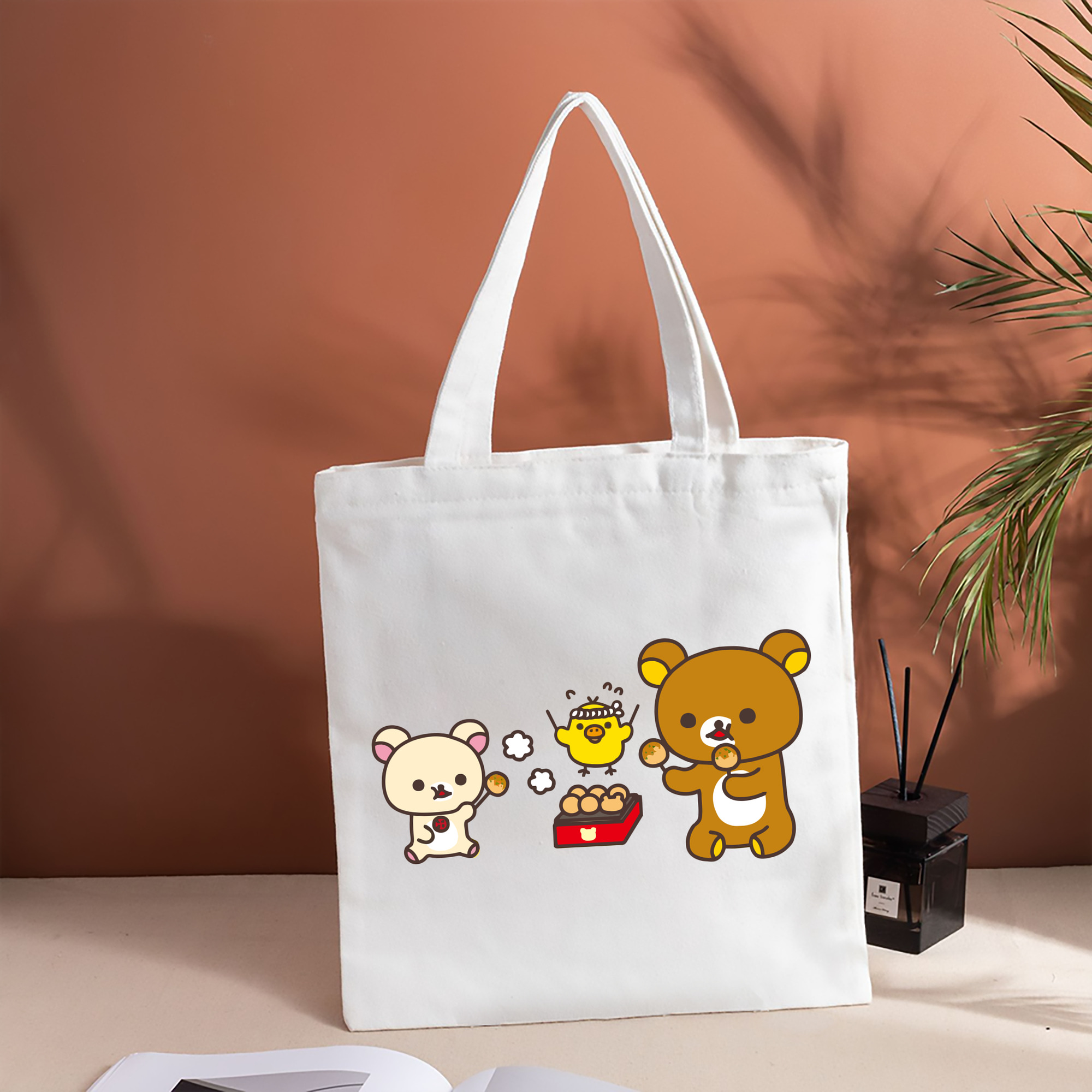 リラックマ リラックマ キイロイトリ Rilakkuma Korilakkuma Kiiroitori 縦型キャンバス生地手提げバッグ　トートバッグ