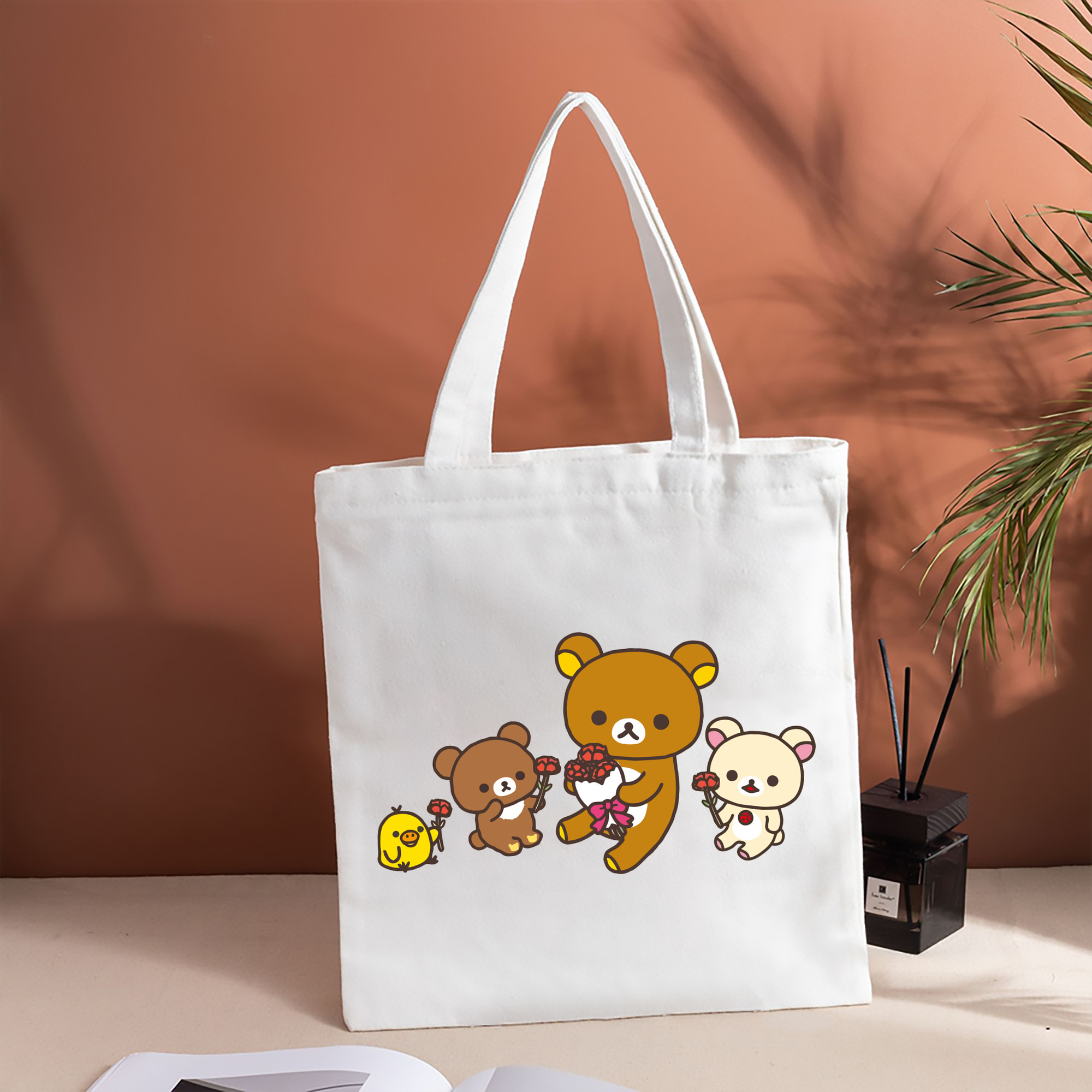 リラックマ リラックマ キイロイトリ Rilakkuma Korilakkuma Kiiroitori 縦型キャンバス生地手提げバッグ　トートバッグ