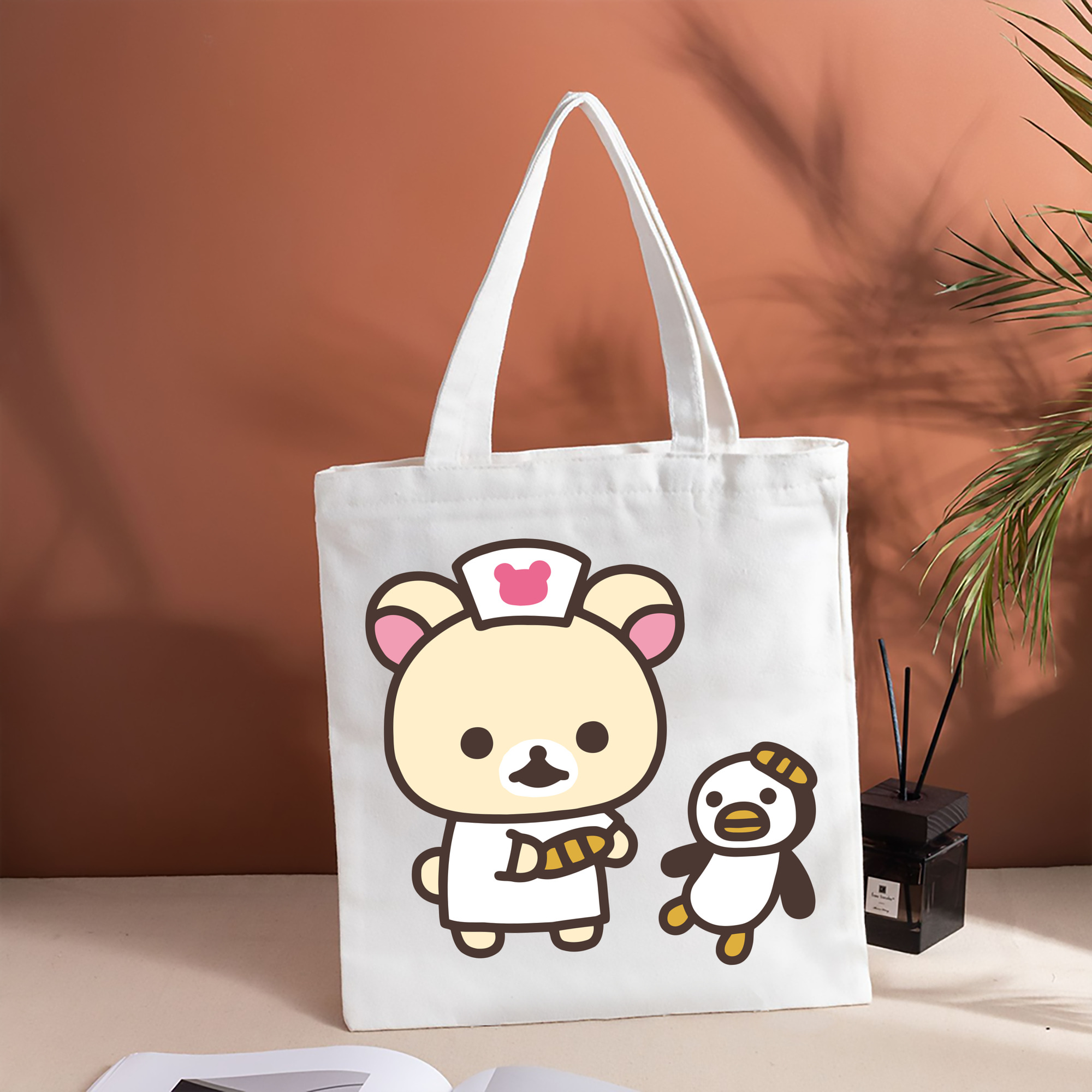 リラックマ リラックマ キイロイトリ Rilakkuma Korilakkuma Kiiroitori 縦型キャンバス生地手提げバッグ　トートバッグ