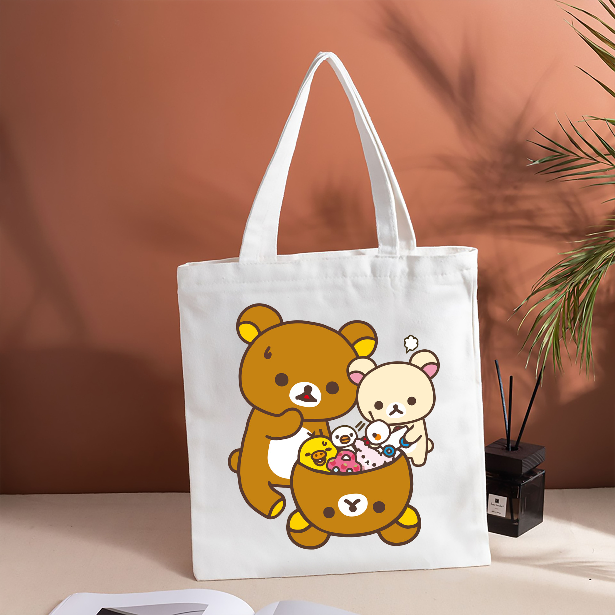 リラックマ リラックマ キイロイトリ Rilakkuma Korilakkuma Kiiroitori 縦型キャンバス生地手提げバッグ　トートバッグ