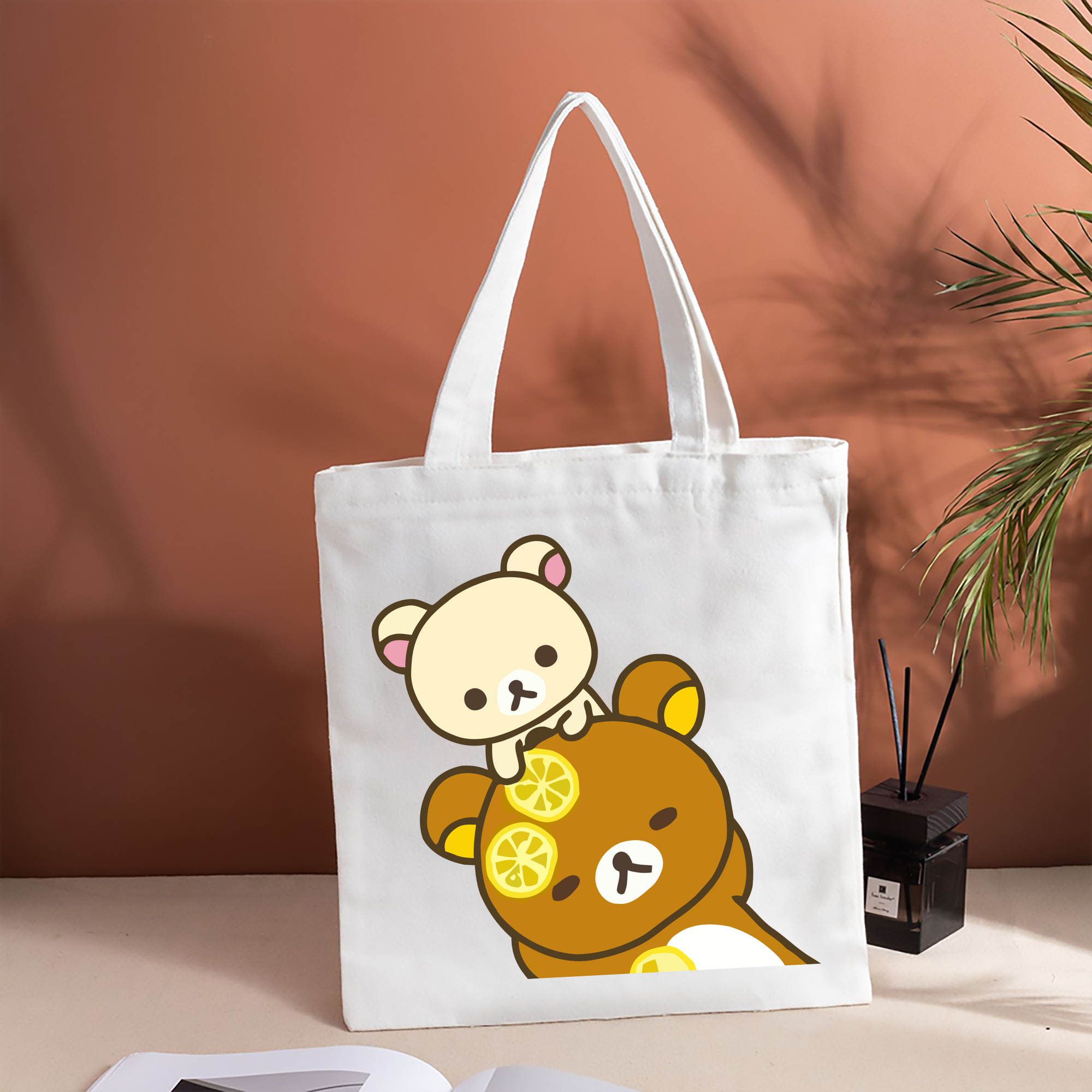リラックマ リラックマ キイロイトリ Rilakkuma Korilakkuma Kiiroitori 縦型キャンバス生地手提げバッグ　トートバッグ
