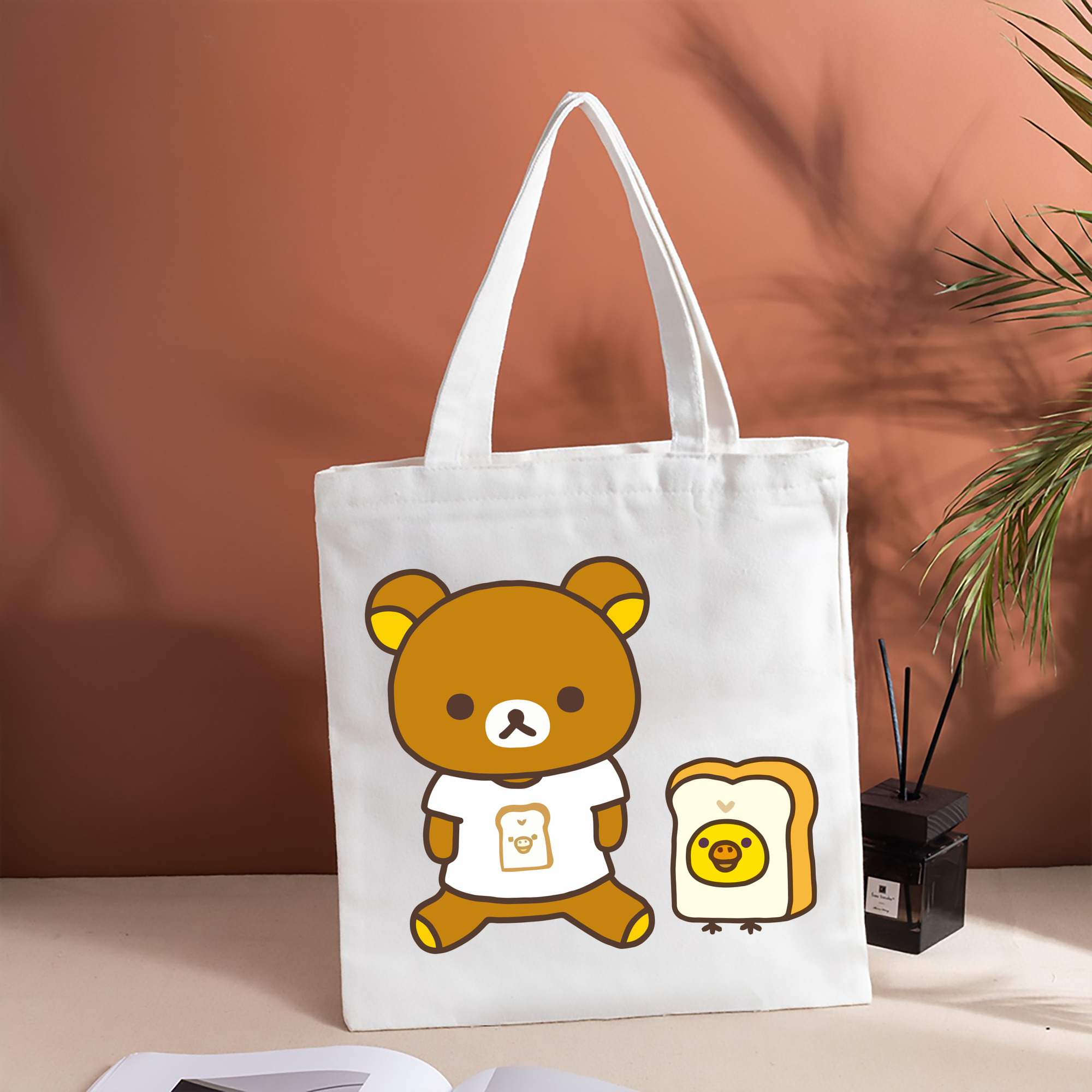 リラックマ リラックマ キイロイトリ Rilakkuma Korilakkuma Kiiroitori 縦型キャンバス生地手提げバッグ　トートバッグ