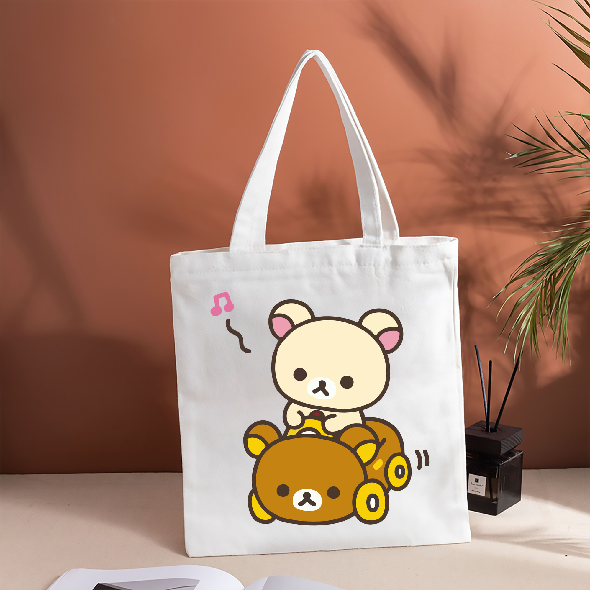 リラックマ リラックマ キイロイトリ Rilakkuma Korilakkuma Kiiroitori 縦型キャンバス生地手提げバッグ　トートバッグ