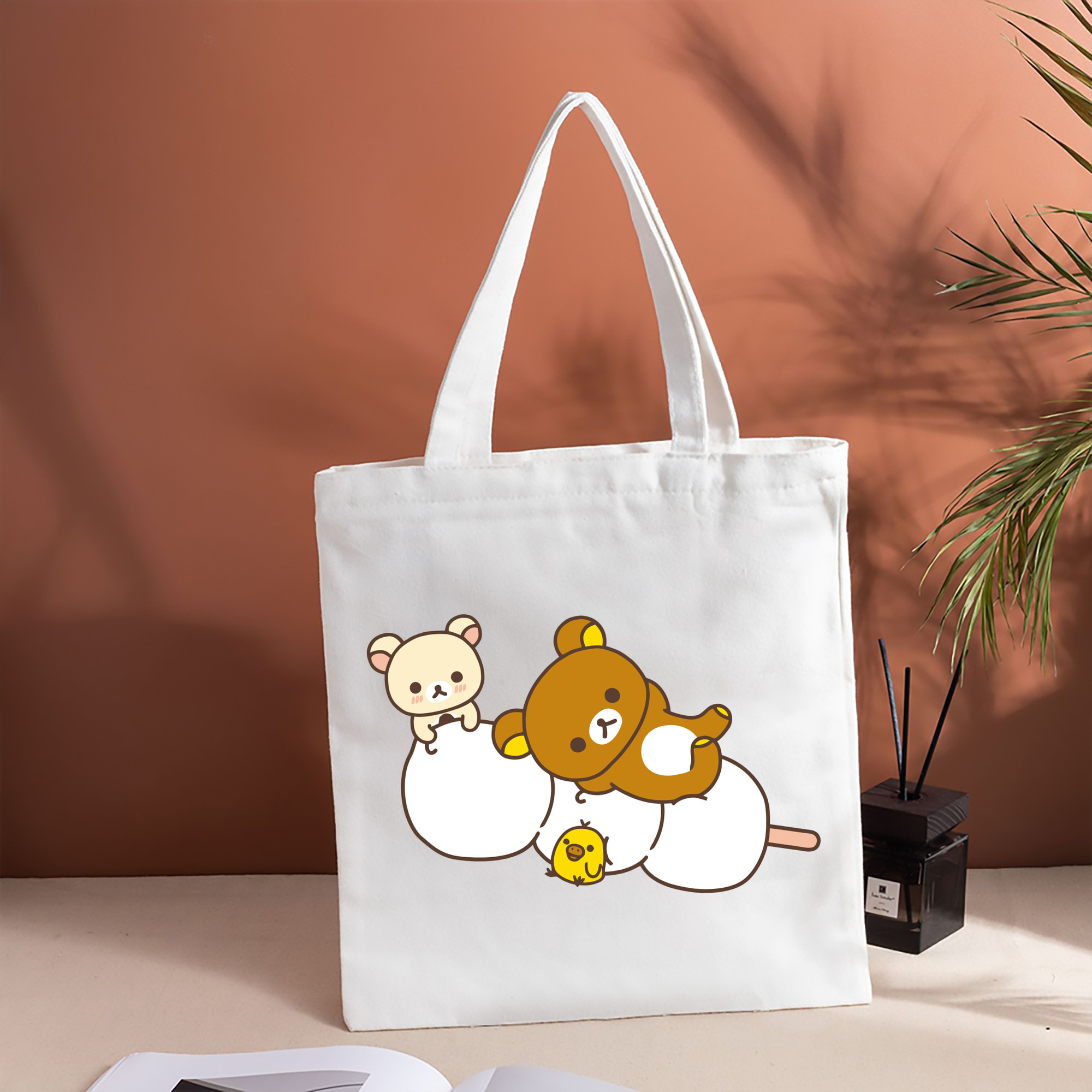 リラックマ リラックマ キイロイトリ Rilakkuma Korilakkuma Kiiroitori 縦型キャンバス生地手提げバッグ　トートバッグ