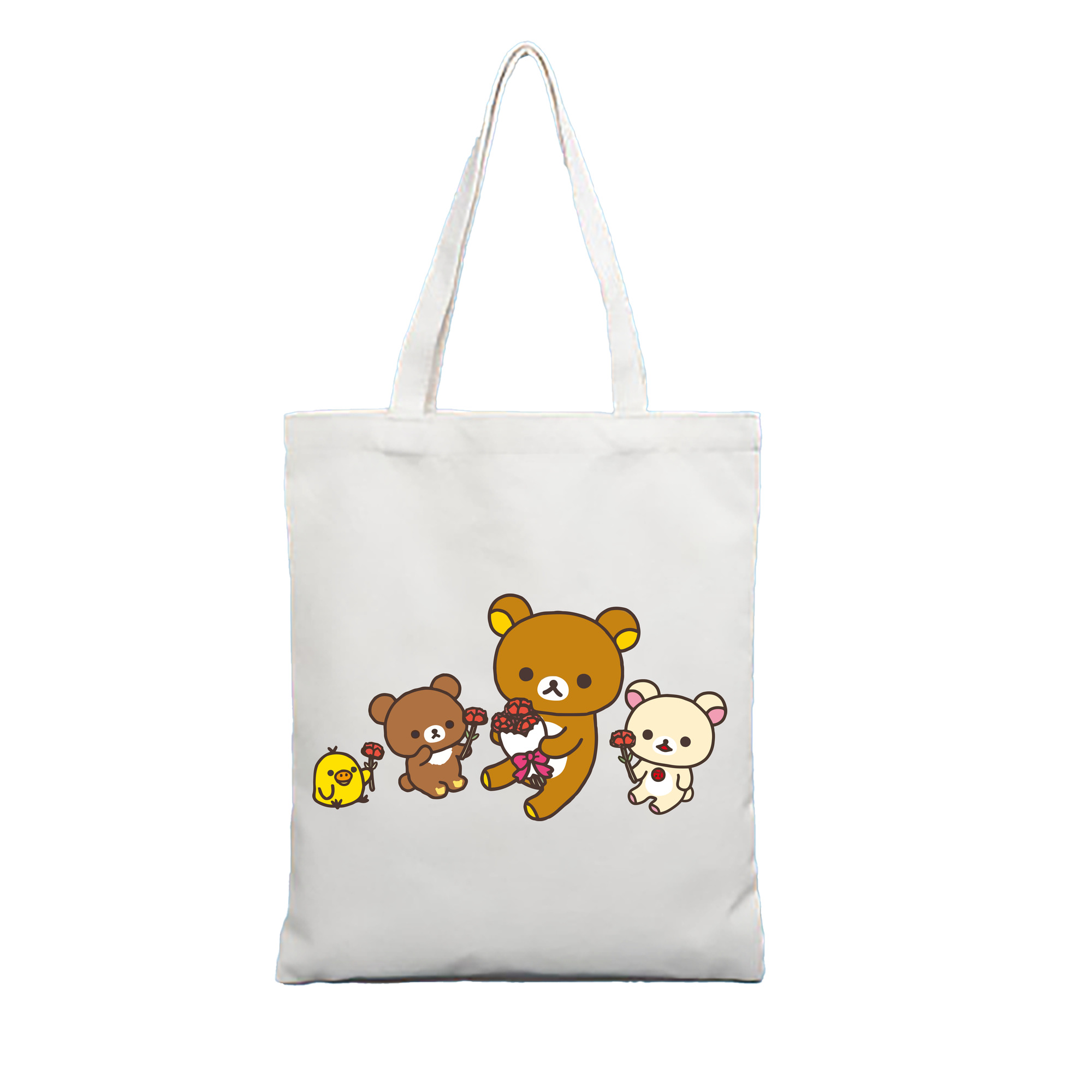 （画像用） リラックマ リラックマ キイロイトリ Rilakkuma Korilakkuma Kiiroitori 縦型キャンバス生地手提げバッグ　トートバッグ