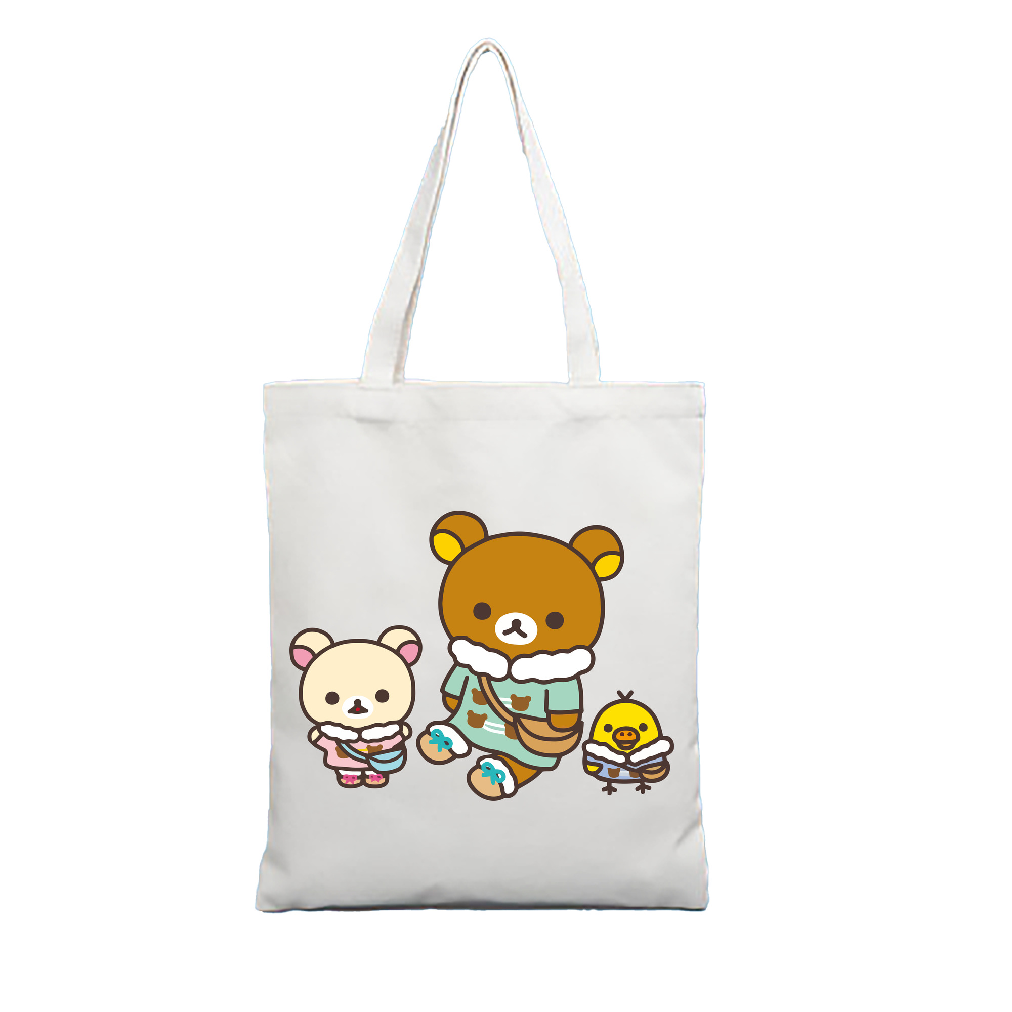 （画像用） リラックマ リラックマ キイロイトリ Rilakkuma Korilakkuma Kiiroitori 縦型キャンバス生地手提げバッグ　トートバッグ