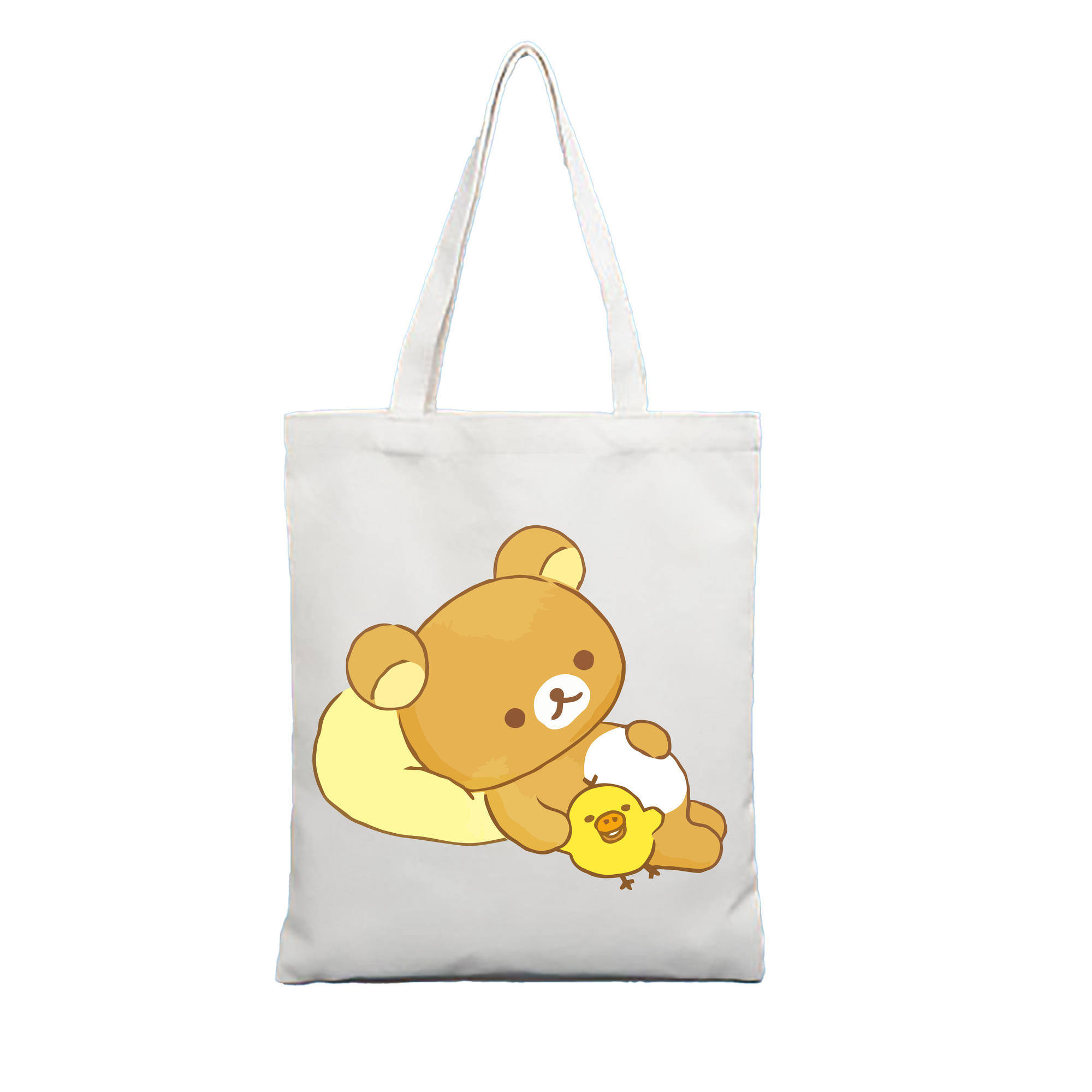 （画像用） リラックマ リラックマ キイロイトリ Rilakkuma Korilakkuma Kiiroitori 縦型キャンバス生地手提げバッグ　トートバッグ