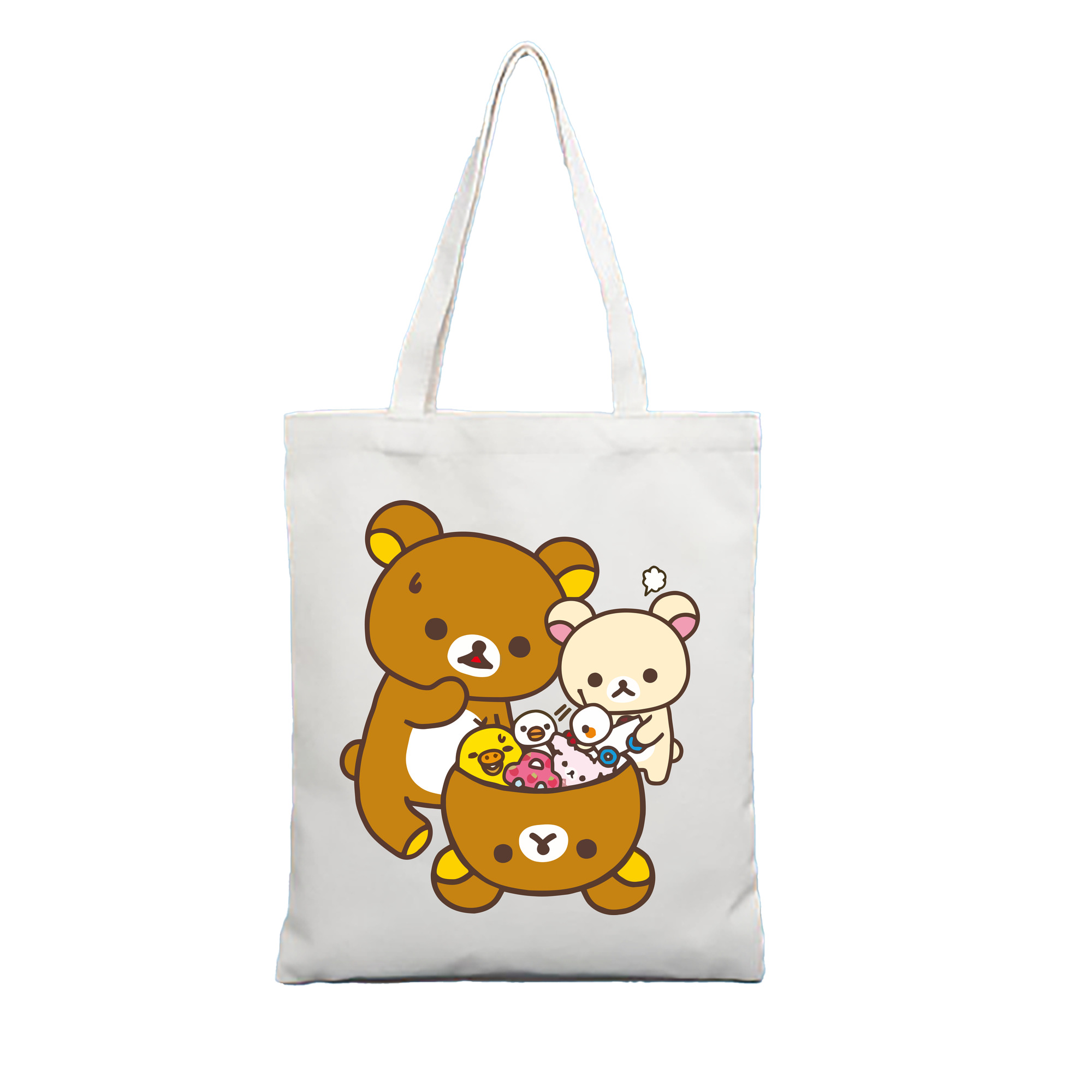 （画像用） リラックマ リラックマ キイロイトリ Rilakkuma Korilakkuma Kiiroitori 縦型キャンバス生地手提げバッグ　トートバッグ