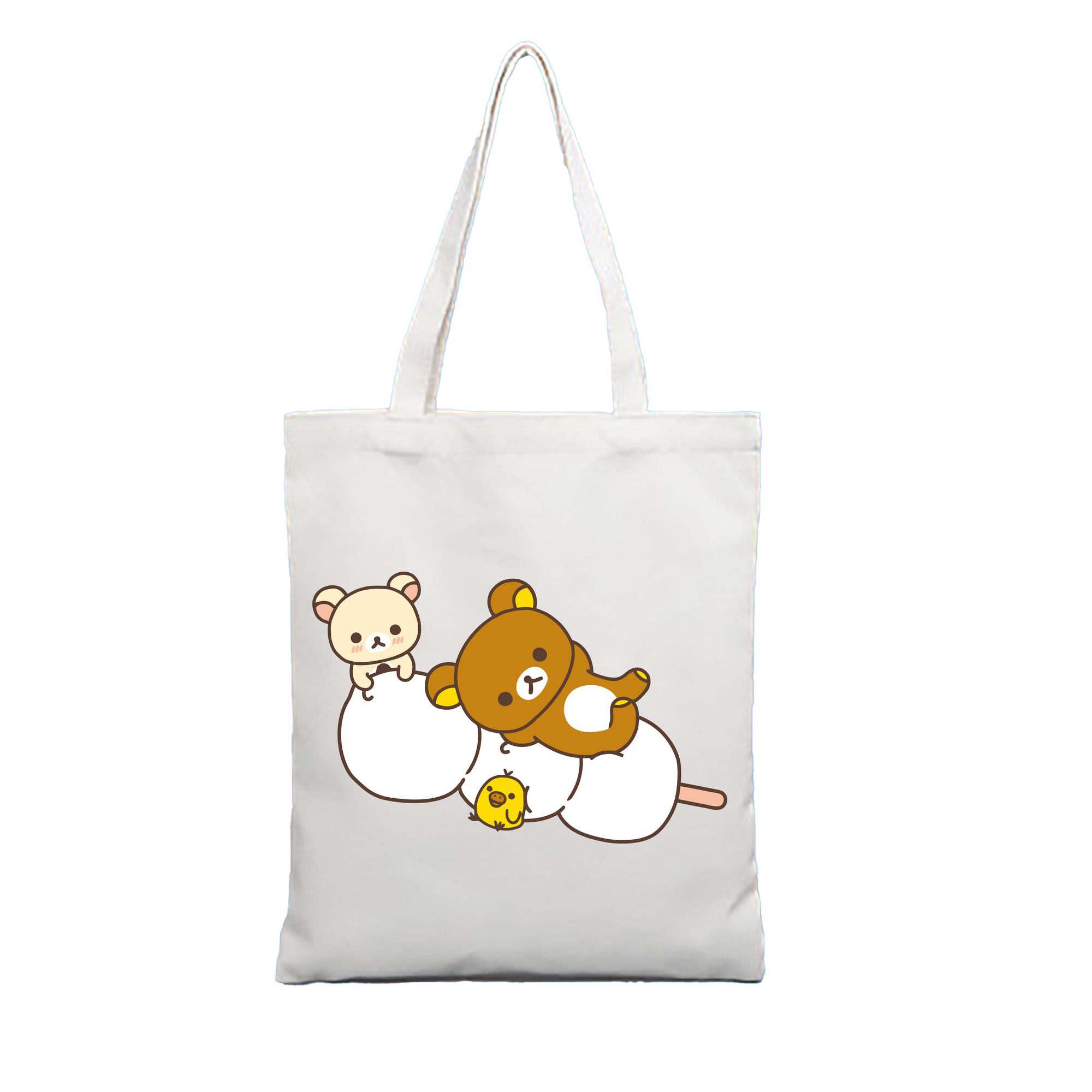 （画像用） リラックマ リラックマ キイロイトリ Rilakkuma Korilakkuma Kiiroitori 縦型キャンバス生地手提げバッグ　トートバッグ