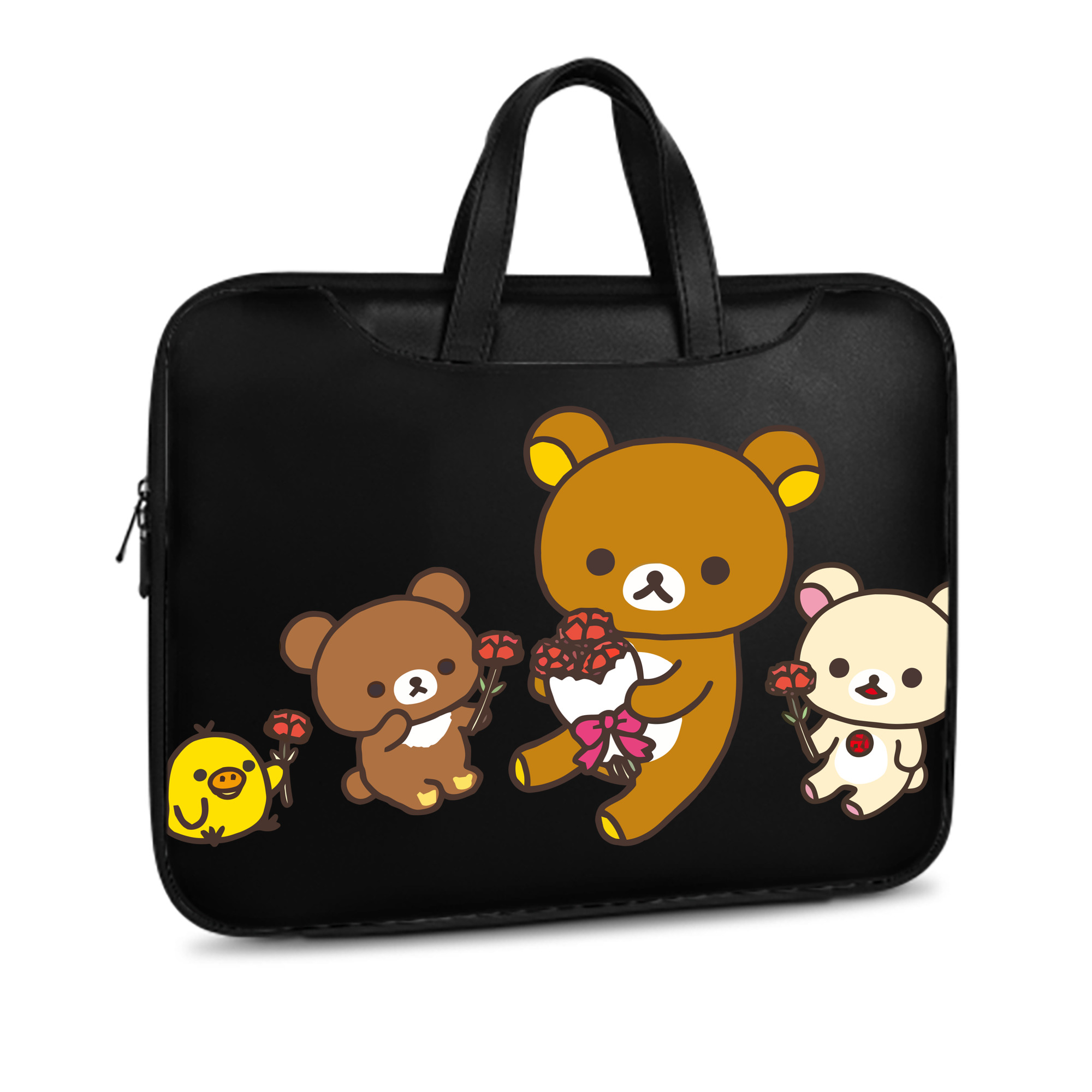 （画像用） リラックマ リラックマ キイロイトリ Rilakkuma Korilakkuma Kiiroitori レザーラップトップバッグ　ノートパソコンケース