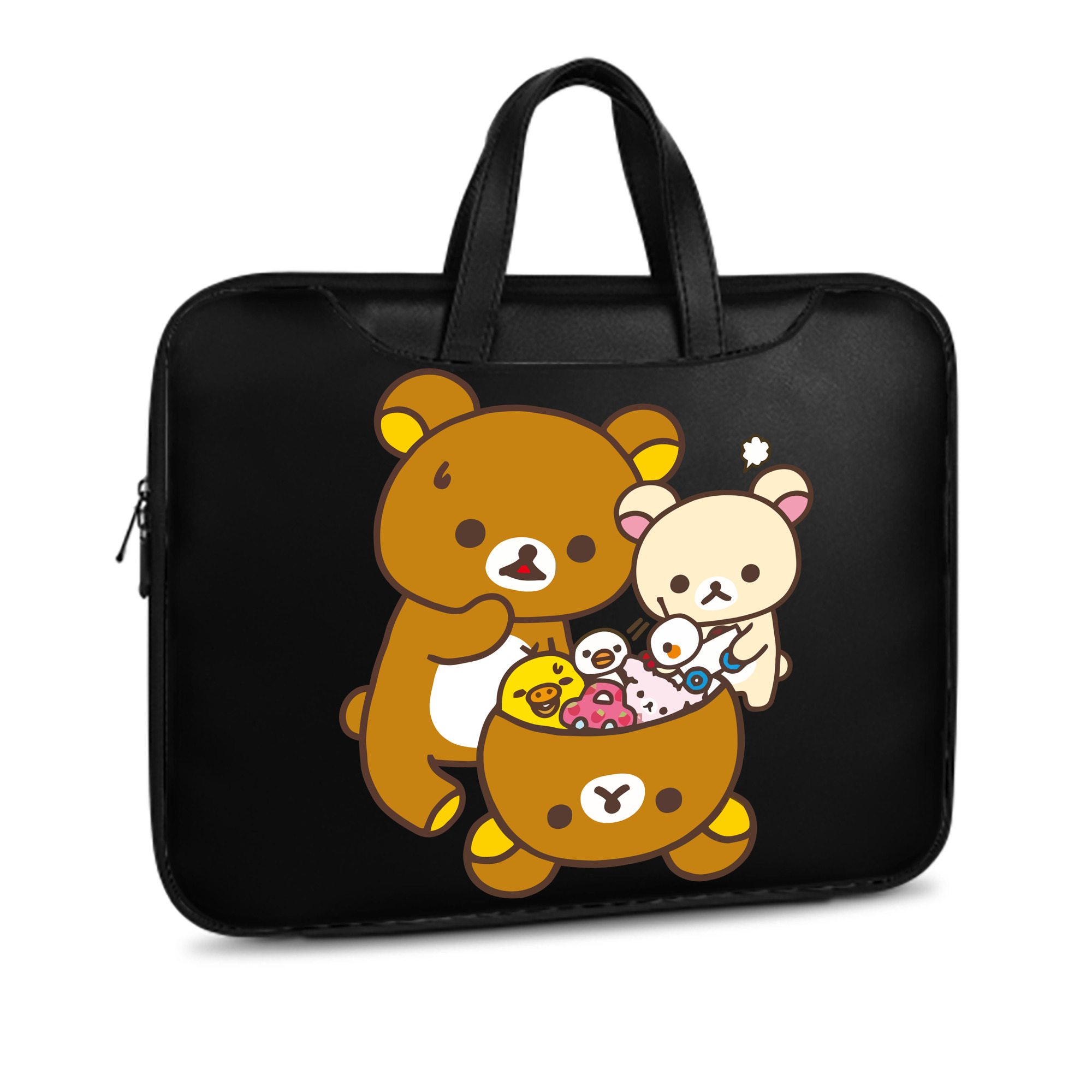 （画像用） リラックマ リラックマ キイロイトリ Rilakkuma Korilakkuma Kiiroitori レザーラップトップバッグ　ノートパソコンケース