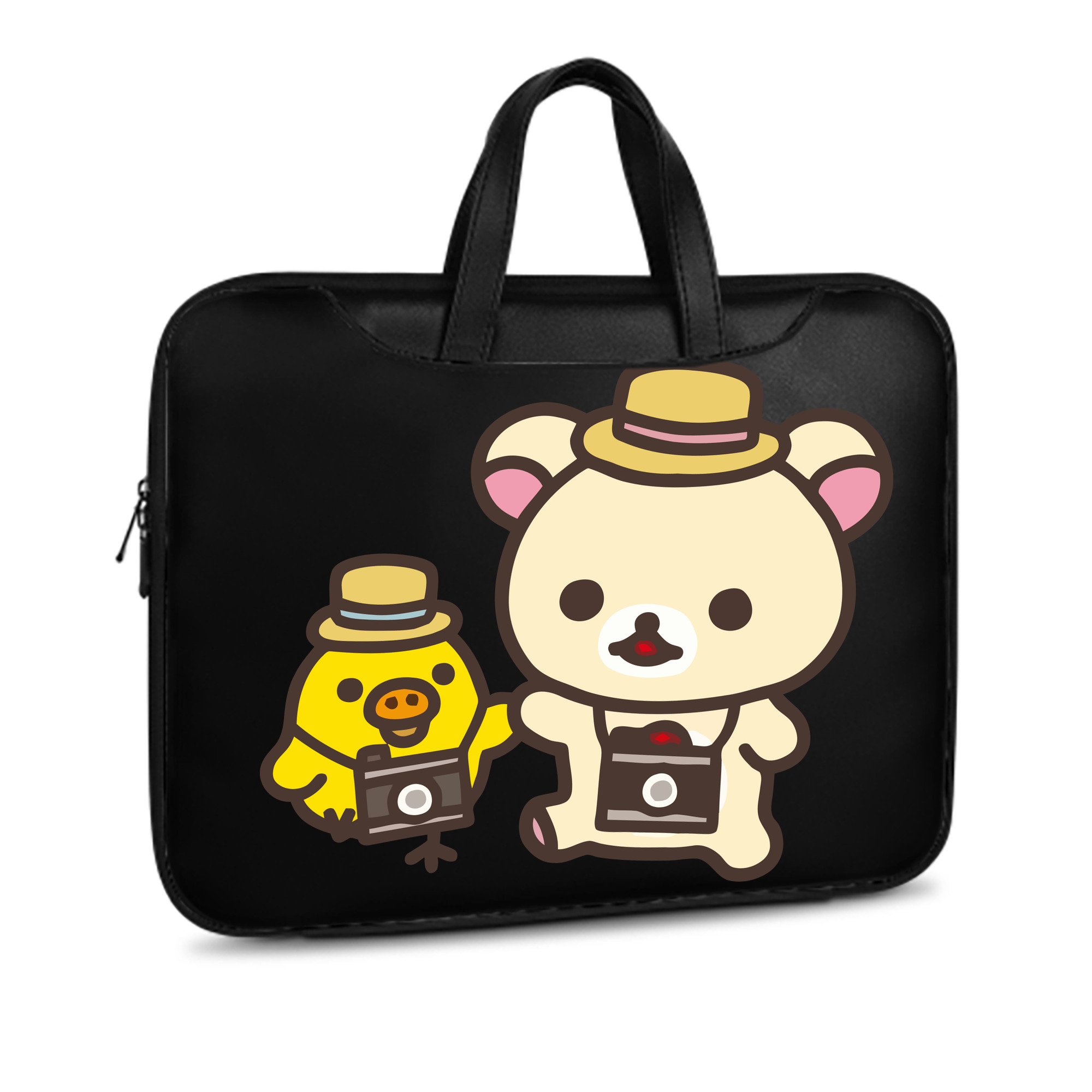 （画像用） リラックマ リラックマ キイロイトリ Rilakkuma Korilakkuma Kiiroitori レザーラップトップバッグ　ノートパソコンケース