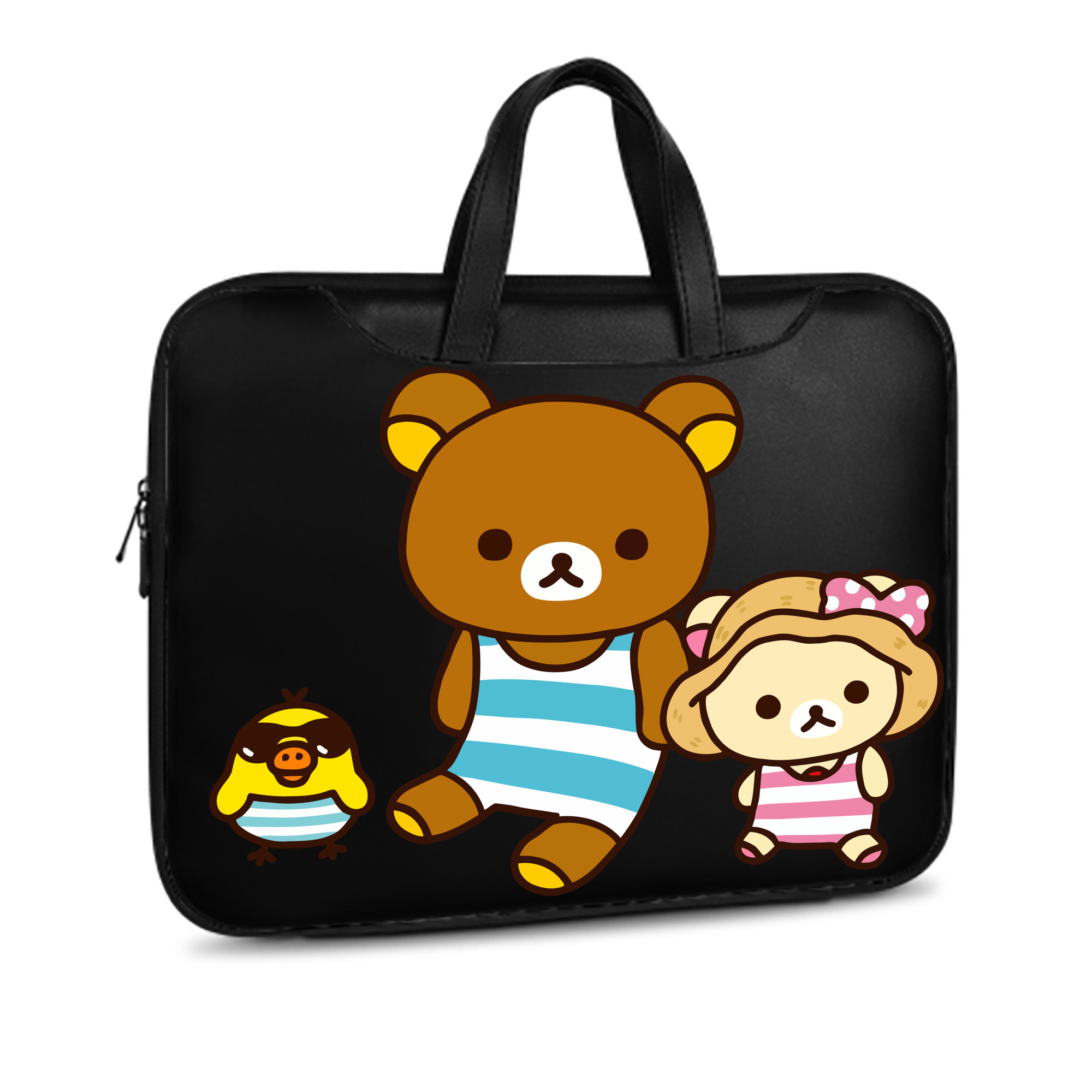 （画像用） リラックマ リラックマ キイロイトリ Rilakkuma Korilakkuma Kiiroitori レザーラップトップバッグ　ノートパソコンケース