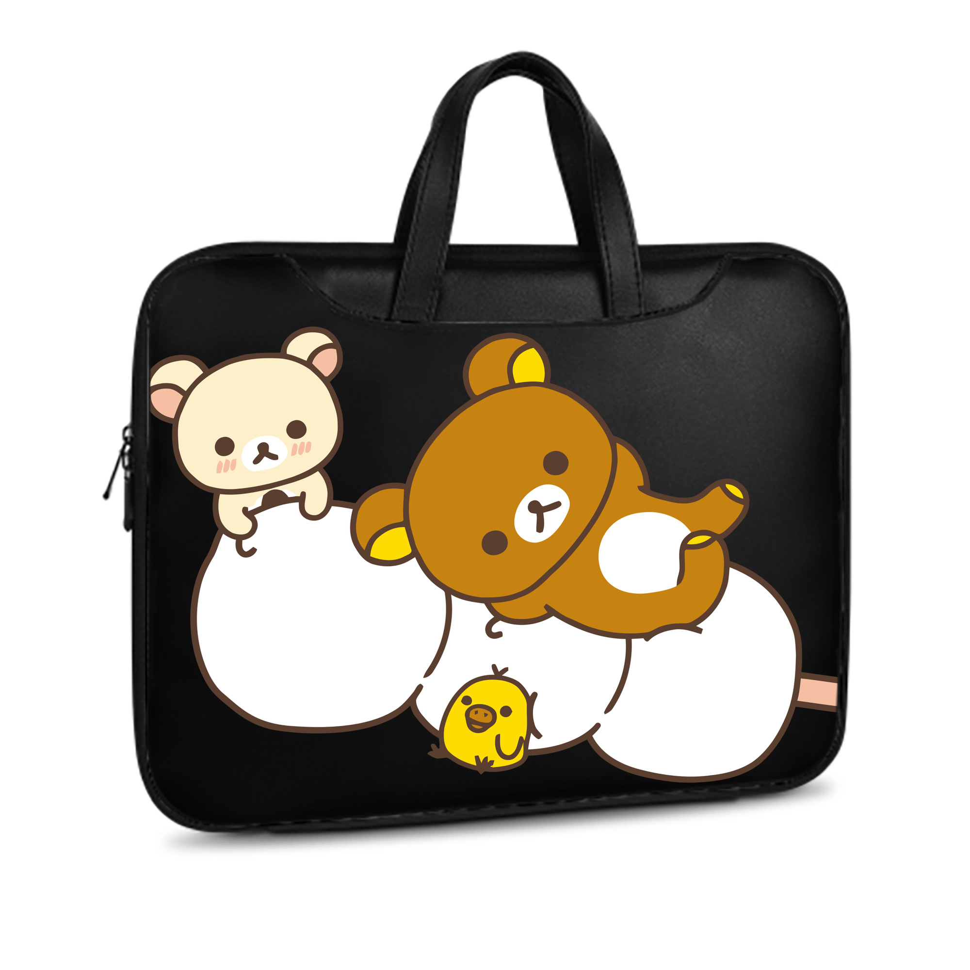 （画像用） リラックマ リラックマ キイロイトリ Rilakkuma Korilakkuma Kiiroitori レザーラップトップバッグ　ノートパソコンケース