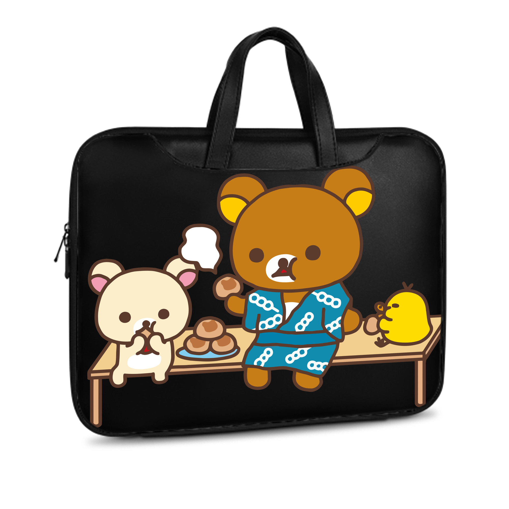 （画像用） リラックマ リラックマ キイロイトリ Rilakkuma Korilakkuma Kiiroitori レザーラップトップバッグ　ノートパソコンケース